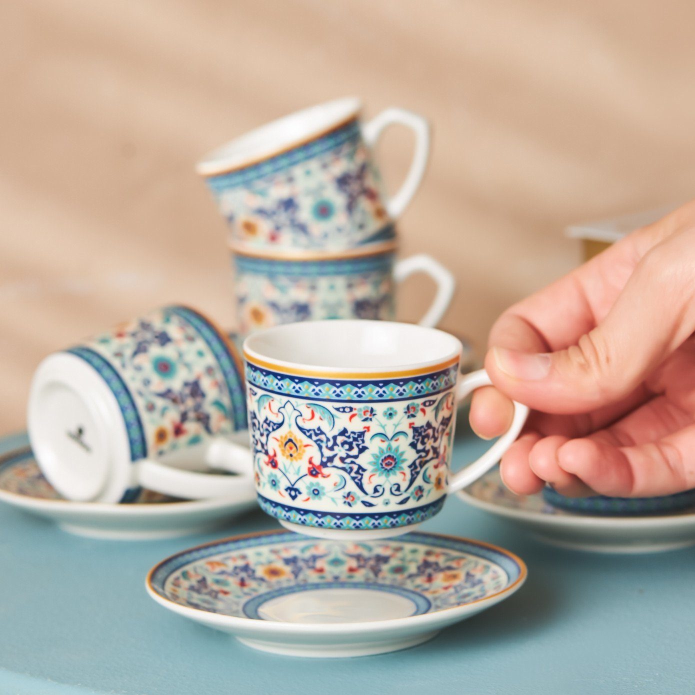 Karaca Kaffeeservice Beylerbeyi 6 Personen Kaffeetassen-Set 80 ml - Traditionelles t