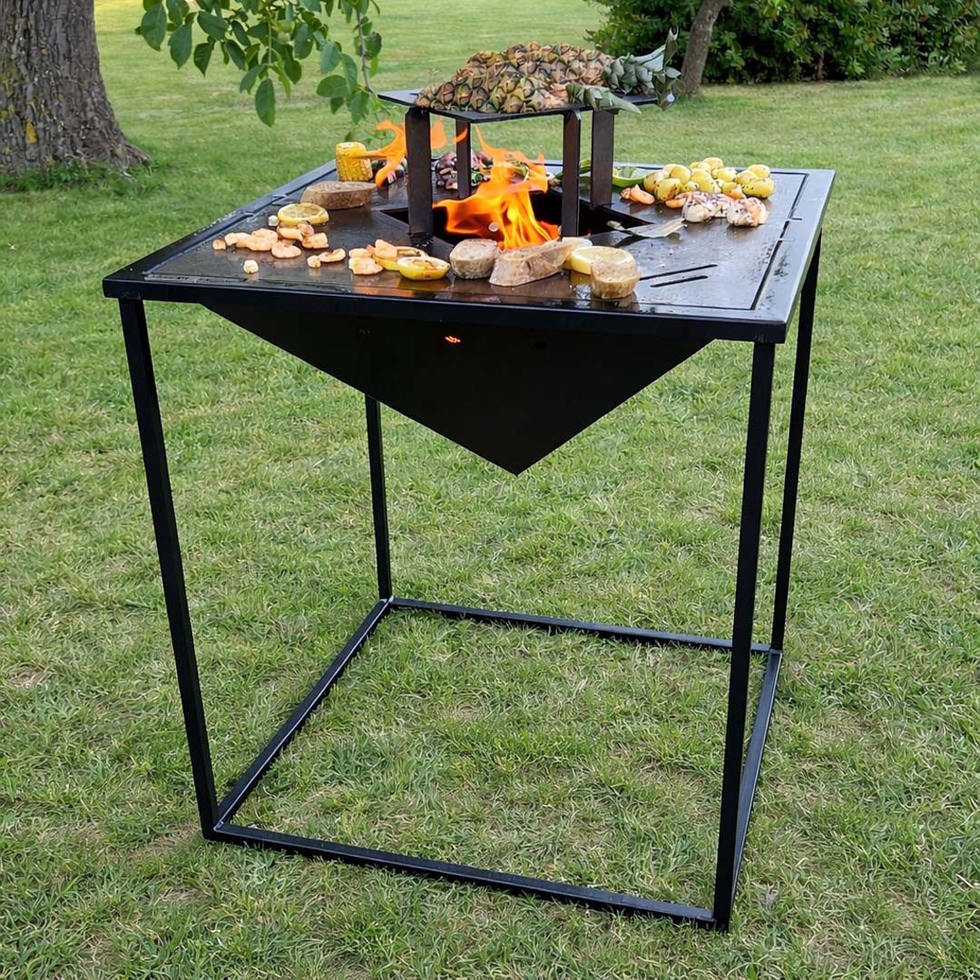 Feuercampus Grillplatte Plancha MEROE Feuerstelle aus Stahl für Garten und Terrasse