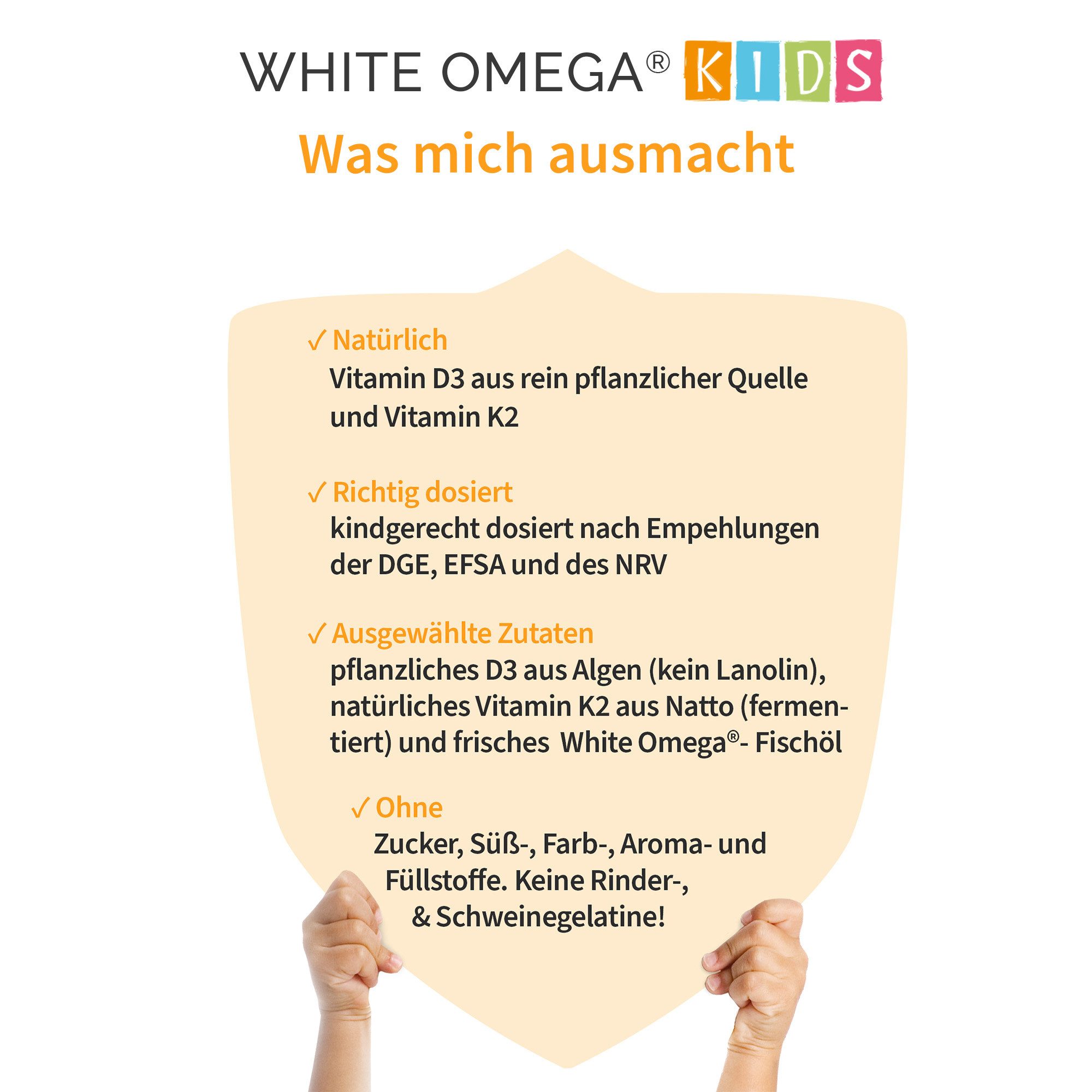 kindgesund Vitamin D3+K2 für Kinder mit Omega-3 - WHITE OMEGA® Kids Kapseln