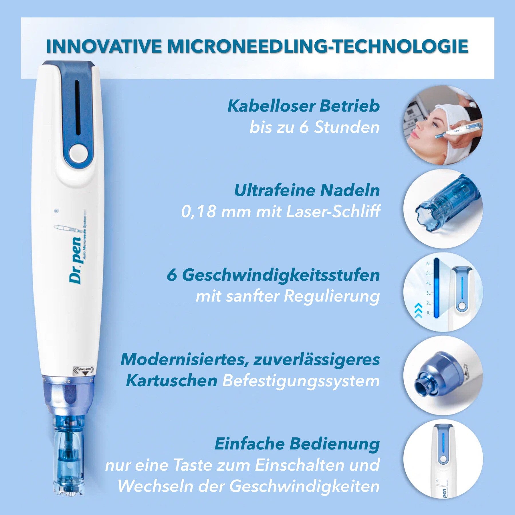 P-Beauty Cosmetic Accessories Dermaroller Dermapen Dr.pen A9 Anti-Aging Anti Falten Hautpflege Gerät, 1-tlg., Microneedling, Derma Pen, Meso-Behandlung