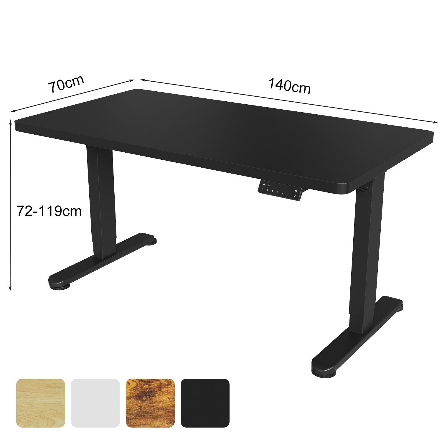 HOMALL Schreibtisch Höhenverstellbarer Elektrisch mit 25mm starker einteiliger Tischplatte (Maße: 140 × 70 / 160 × 80 / 180 × 80, ausgestattet mit zwei Motoren und zwei Querträgern, mit Kabelmanagementbox, maximale Tragkraft 120 kg, mit Weckfunktion und Kindersicherung)