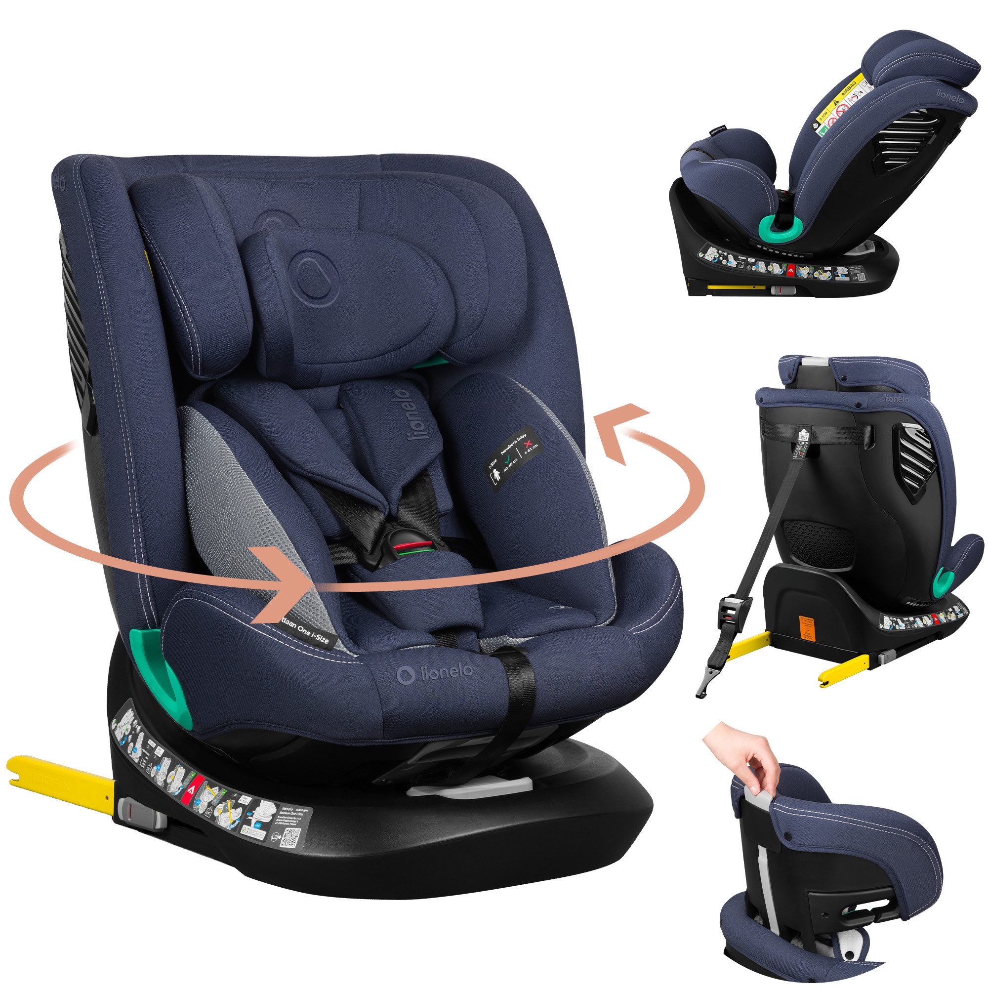 lionelo Autokindersitz BASTIAAN ONE i-SIZE, ab: ab Geburt, bis: 12 Jahren, ab: 40,00 cm, bis: 150,00 cm, (Set), 4 in 1/i-Size/Dri-Seat/360 Grad/0-36kg