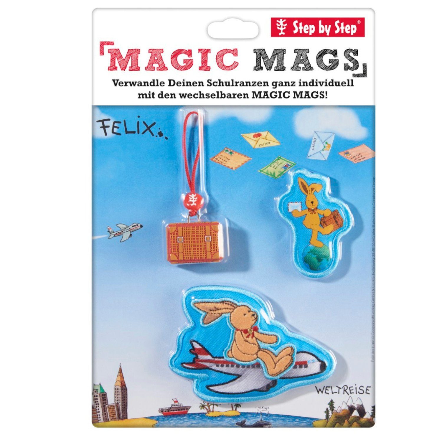 Taschenanhänger Step by Step Magic Mags Spiegelburg, Felix der Hase Weltreise