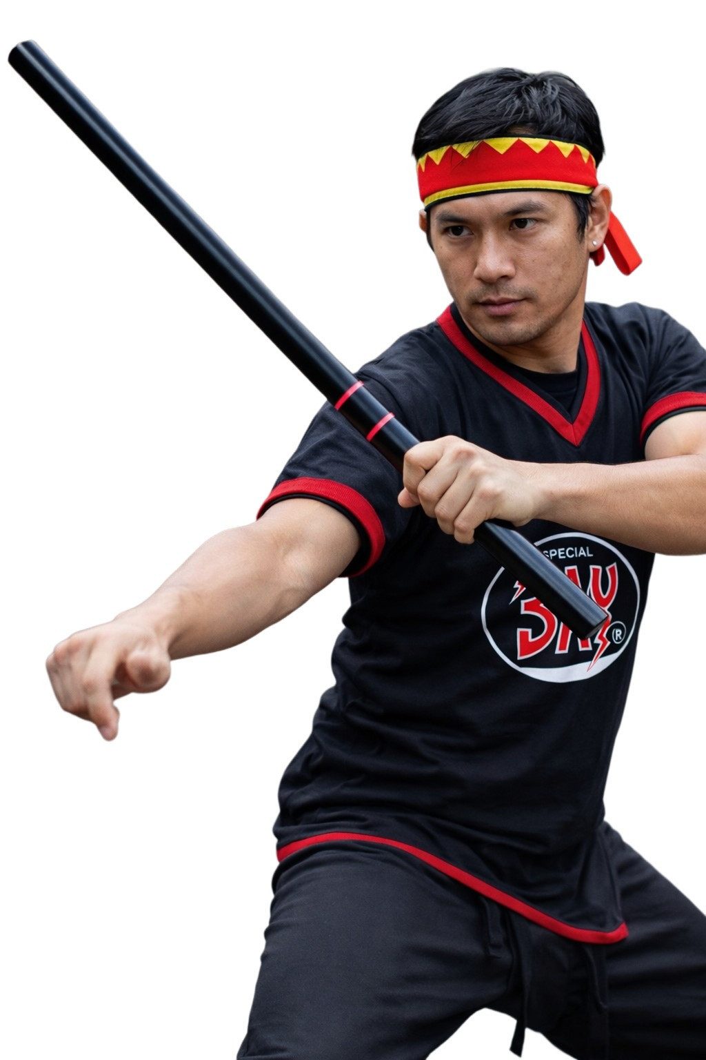 BAY-Sports Holzschwert Escrima Stock 65 cm schwarz Eiche Eskrima Stick Holzstock Arnis Kali (Echtholz, Stück), Naturprodukt, Massiv Holz Eiche lackiert, Kampfsport, Krav Maga