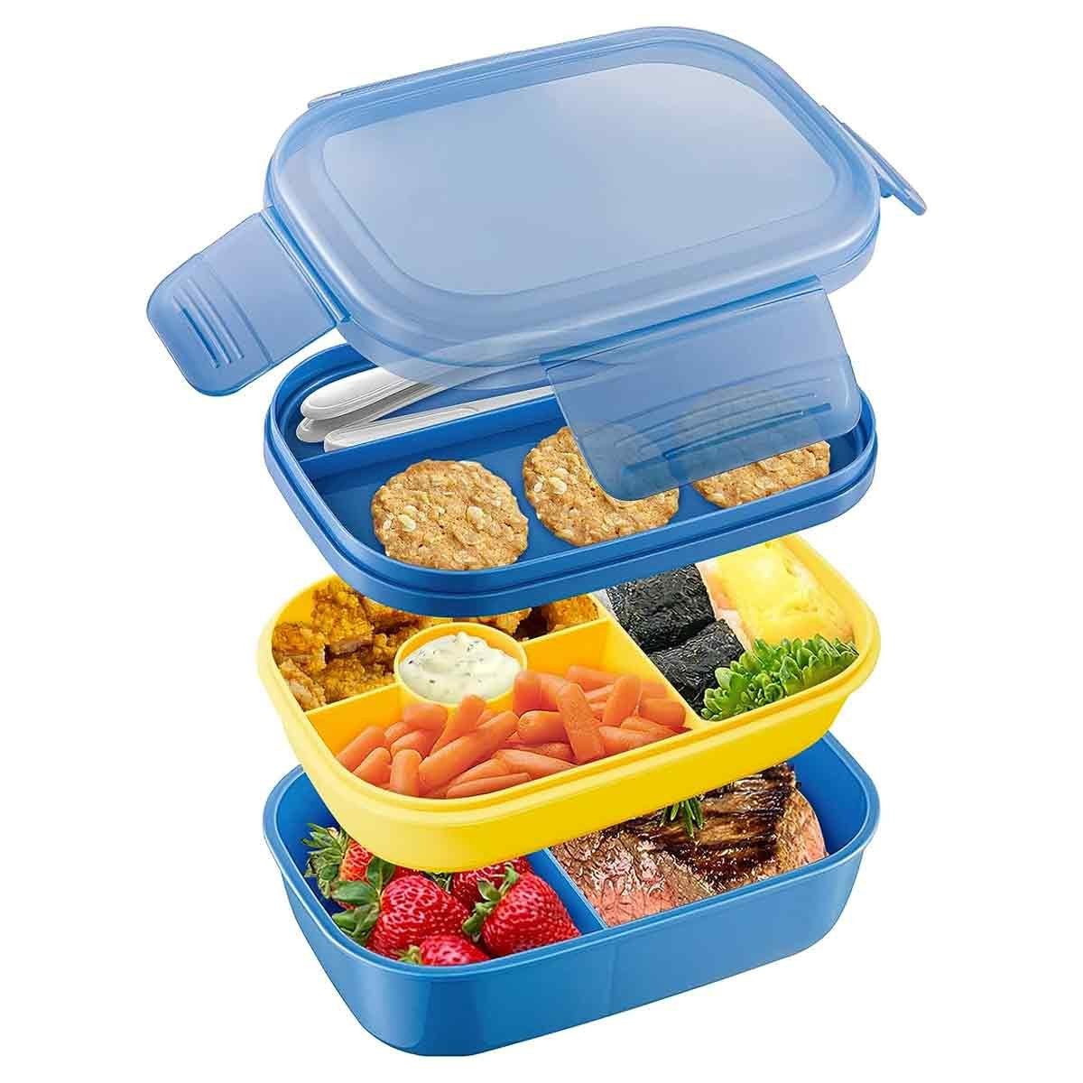 Jormftte Lunchbox Bento Box,Lunchbox für Erwachsene,Edelstahl, für Arbeit Schule Blau