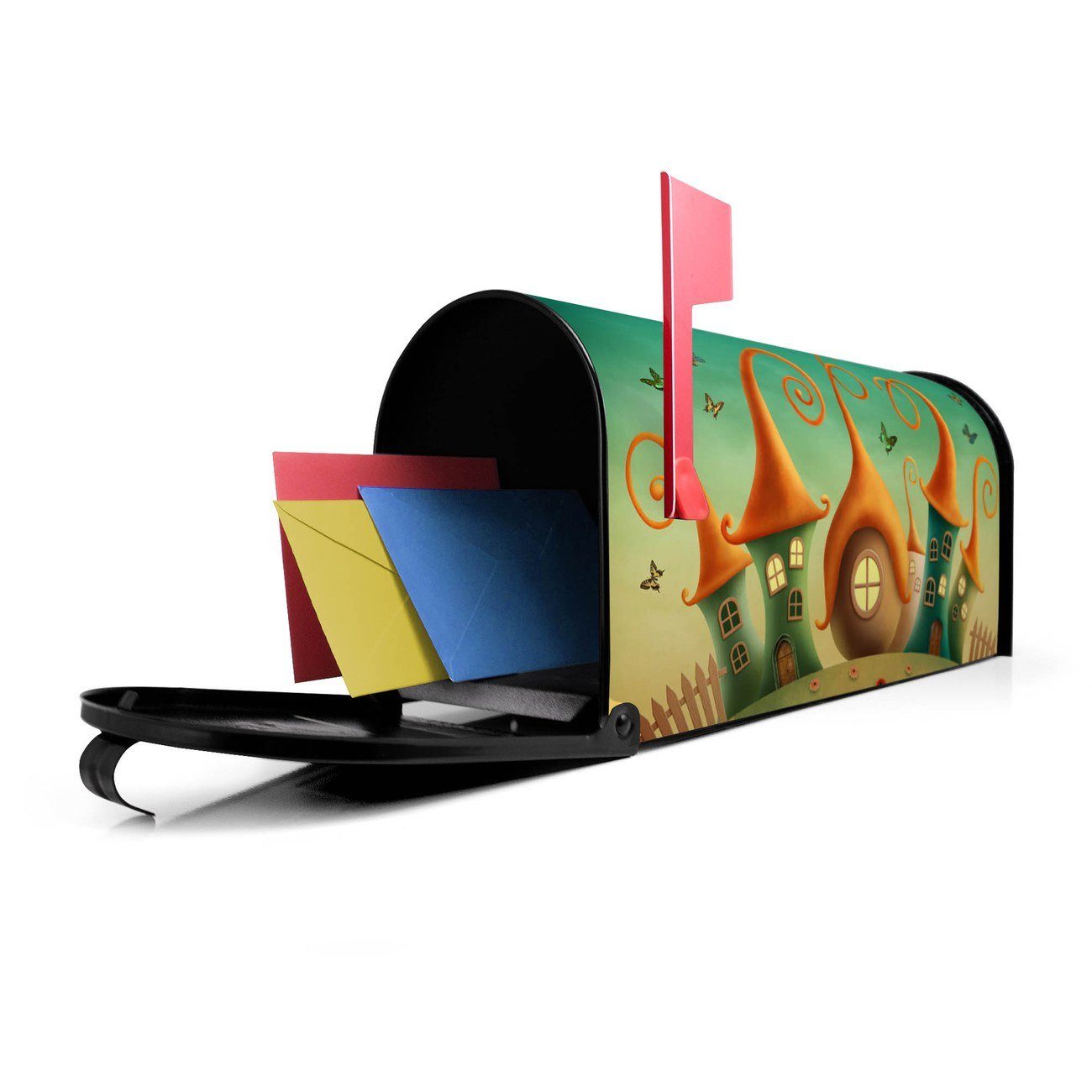 x (Amerikanischer Zwergenhausen 22 x USA), original Mississippi Briefkasten Amerikanischer banjado 51 schwarz Mailbox Briefkasten, aus cm 17