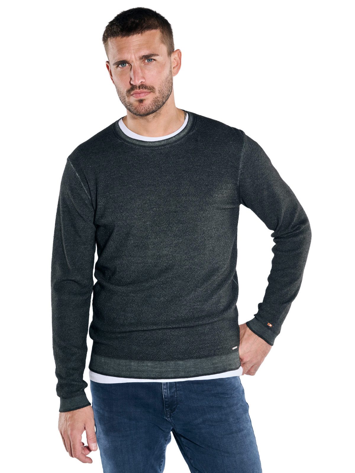 emilio adani Wollpullover Herren Pullover aus Merinowolle, Dunkelgruen