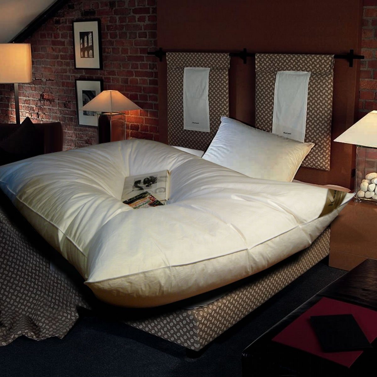 Meivita Gänsefederbettdecke Ballonbett mit 100% Federn, Füllung: 100% neue weiße Gänsefedern Klasse 1, Bezug: 100% Baumwolle, Winterdecke hergestellt in Deutschland