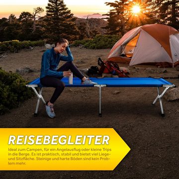 TRESKO Feldbett Campingbett XXL Liege Gästebett Reisebett Metallrohr - Belastbarkeit bis 150kg
