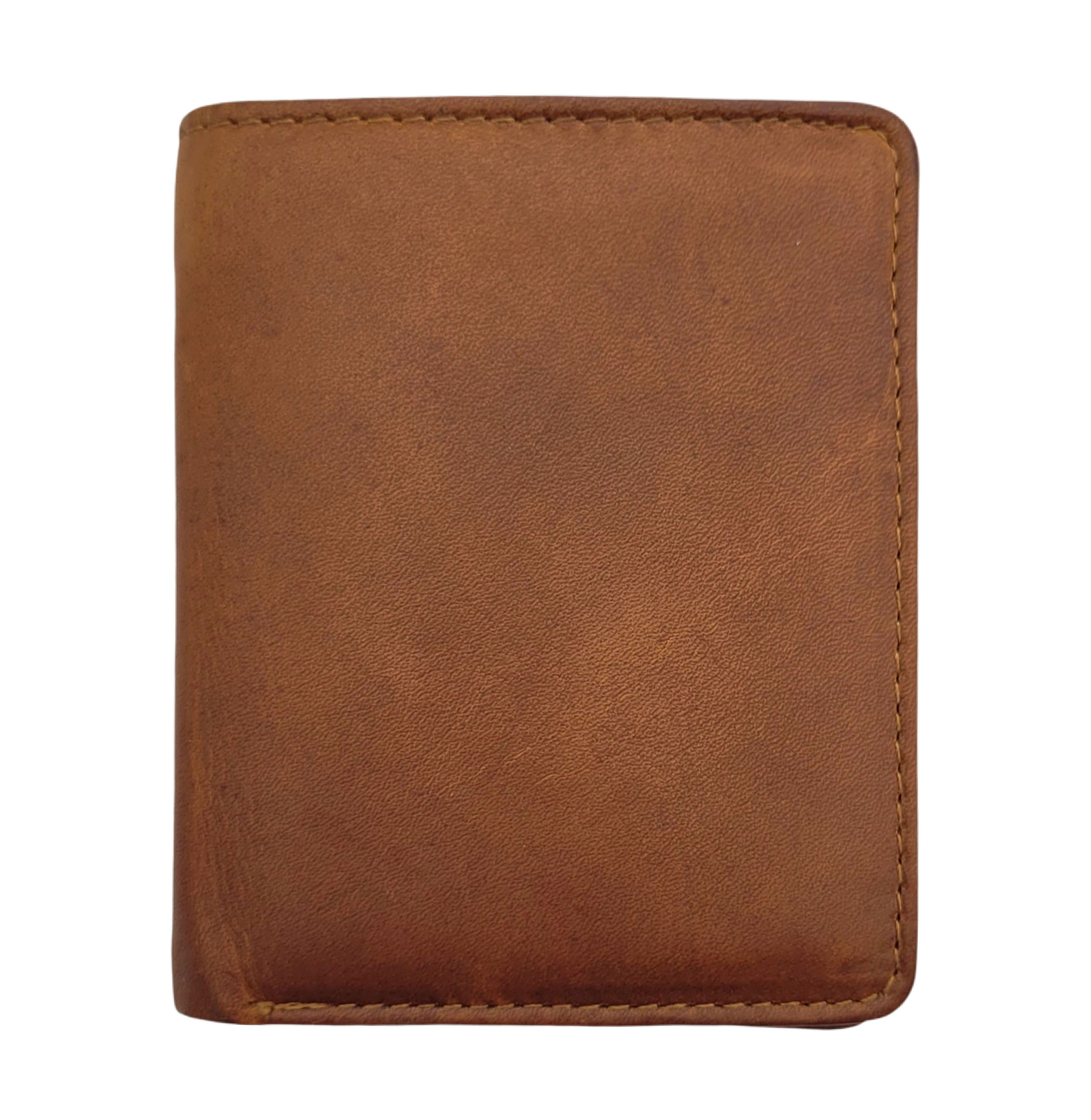 JOCKEY CLUB Mini Geldbörse echt Leder Portemonnaie mit RFID Schutz vintage braun, gewachstes Rindleder
