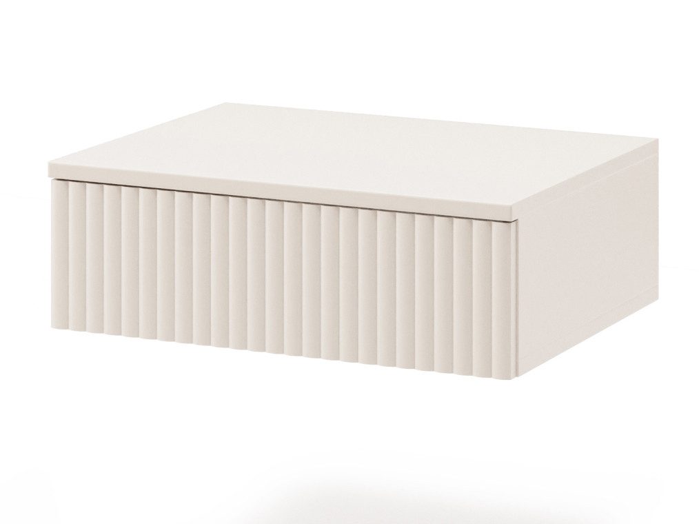 Beautysofa Nachttisch SOFT Hängend, Rillenfronten mit Push-to-Open (In der trendigen Farbe Kaschmir), Breite: 50 cm