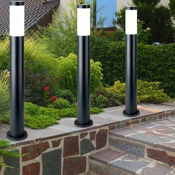 etc-shop LED Außen-Stehlampe, Leuchtmittel inklusive, Warmweiß, Außen Steh Leuchte ANTHRAZIT Garten Beleuchtung Edelstahl Säulen