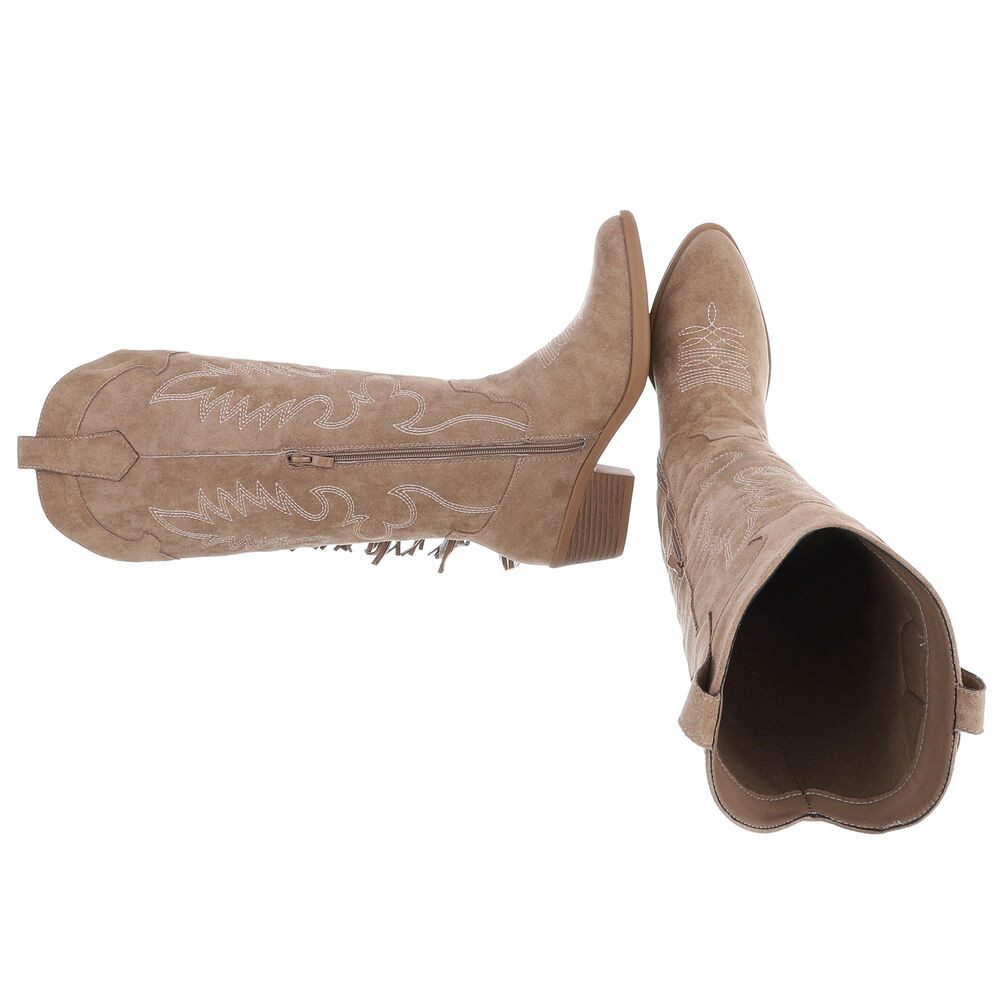 Ital-Design Elegante Damenstiefel mit Fransen für günstig online kaufen