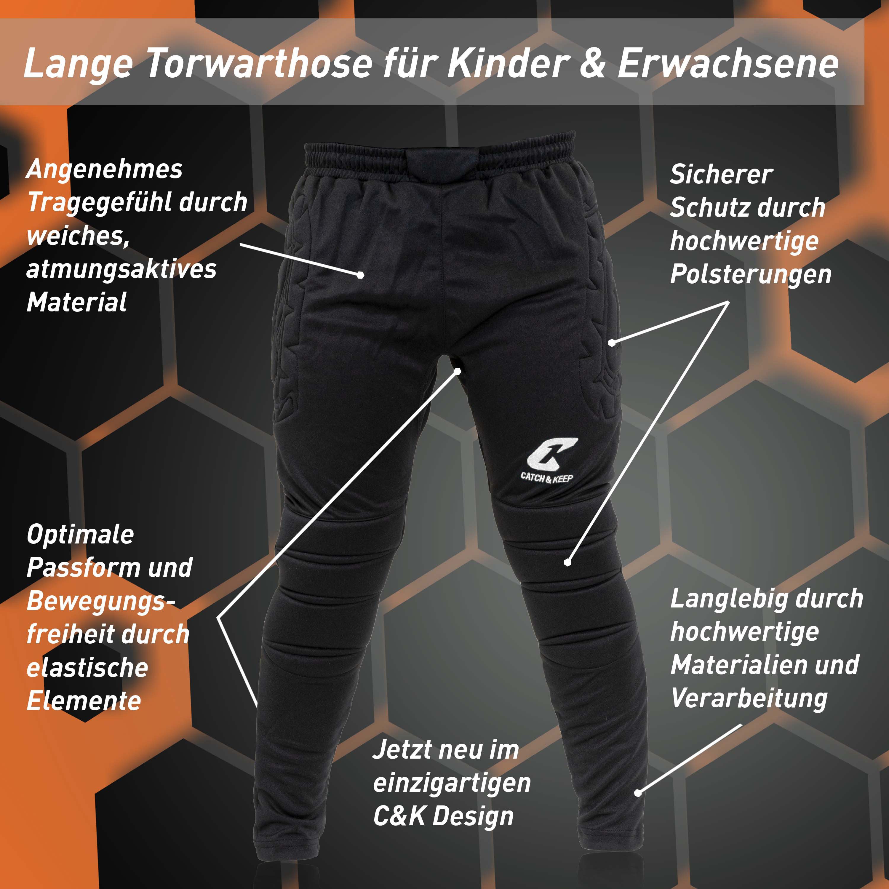 Catch & Keep Torwarthose Torwarthose - Gepolsterte Torwarthose für Kinder und Erwachsene (1er Pack) gepolstert