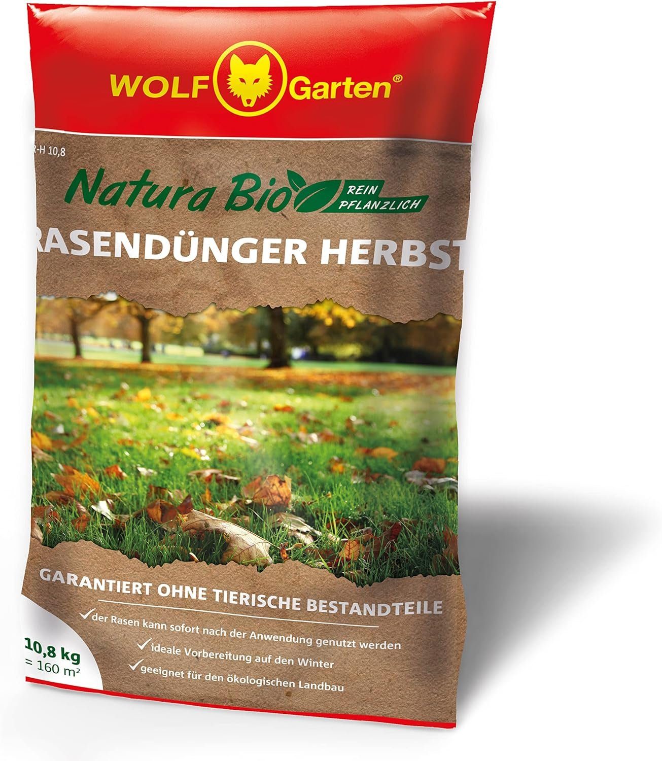 WOLFGarten Rasendünger Natura Bio Herbst Rasendünger für 160 m² NRH