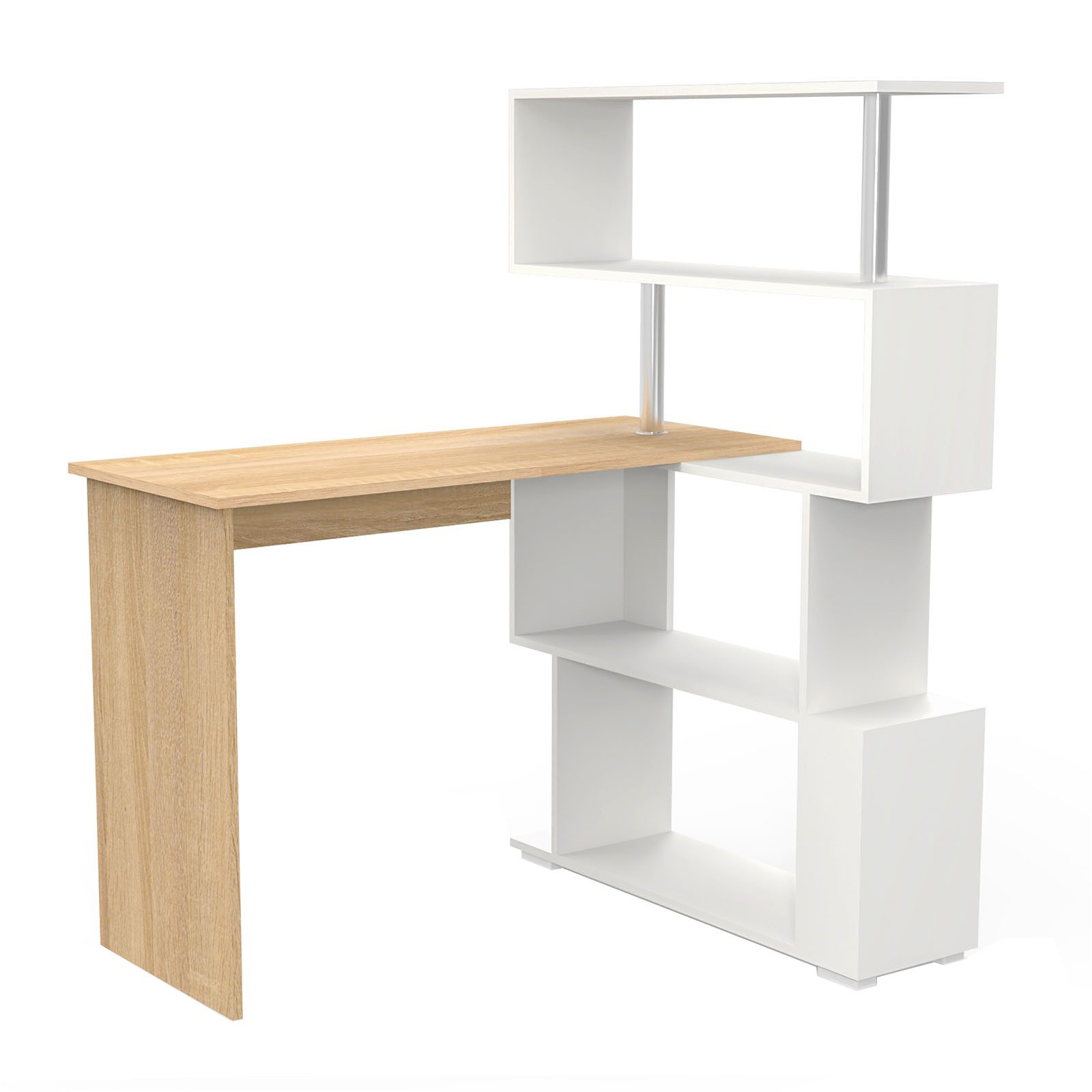 Mondeer Eckschreibtisch Schreibtisch, mit 360 Grad Drehbarem Bücherregal 15 günstig online kaufen