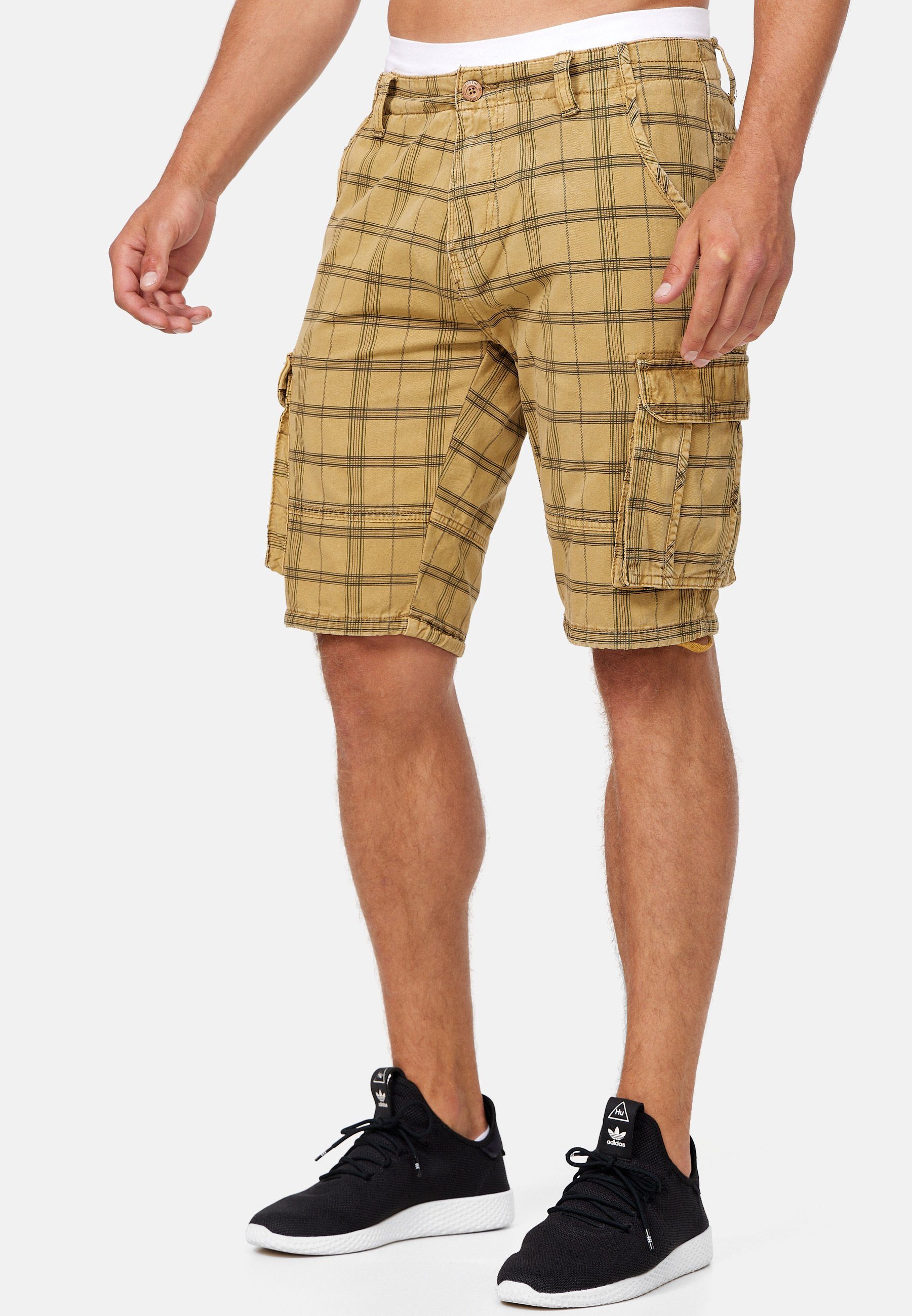 Indicode Cargoshorts Herren Monroe Cargo Cargo Shorts Herrenshorts mit 6 Taschen inkl. Gürtel