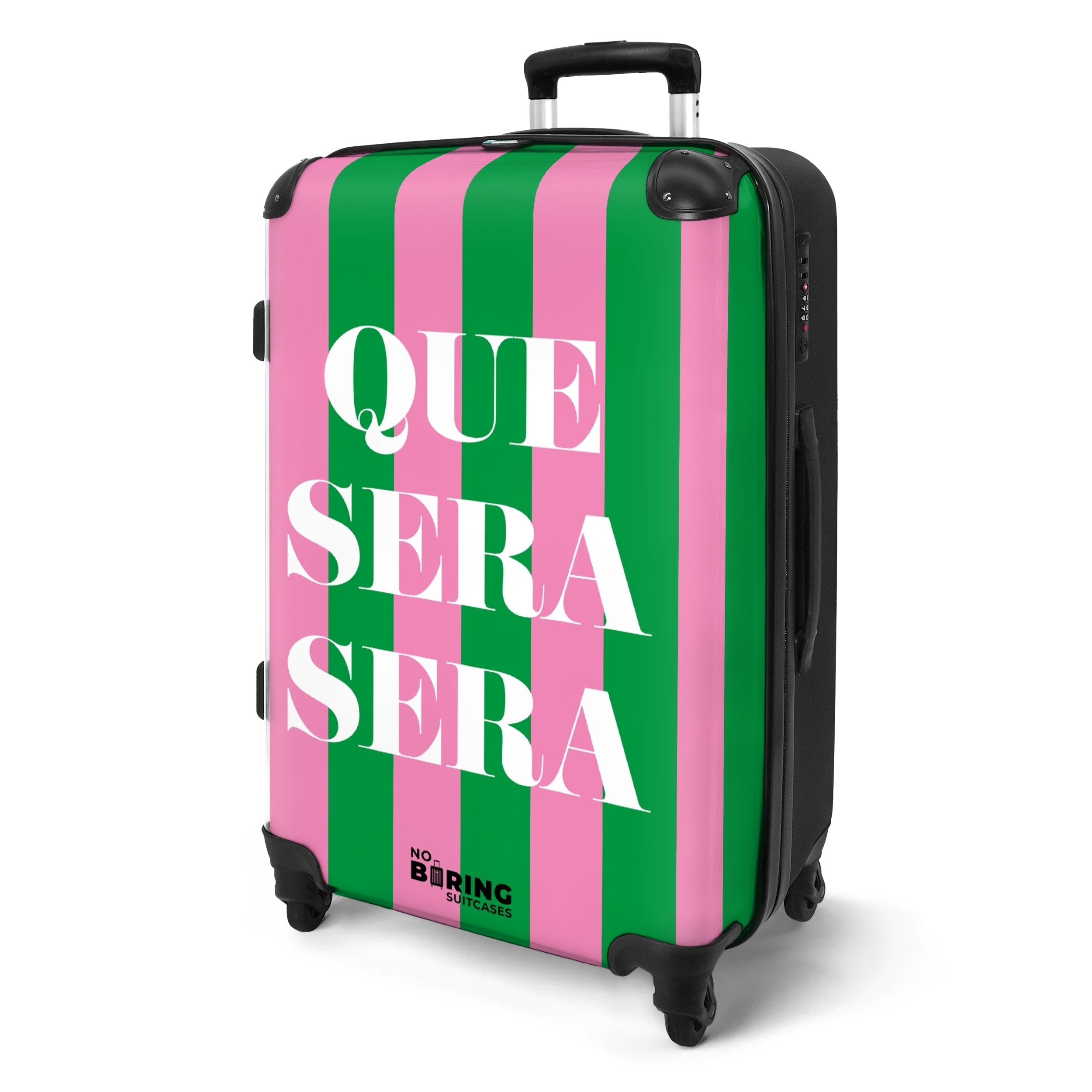NoBoringSuitcases.com© Hartschalen-Trolley Grüne und rosa Streifen günstig online kaufen