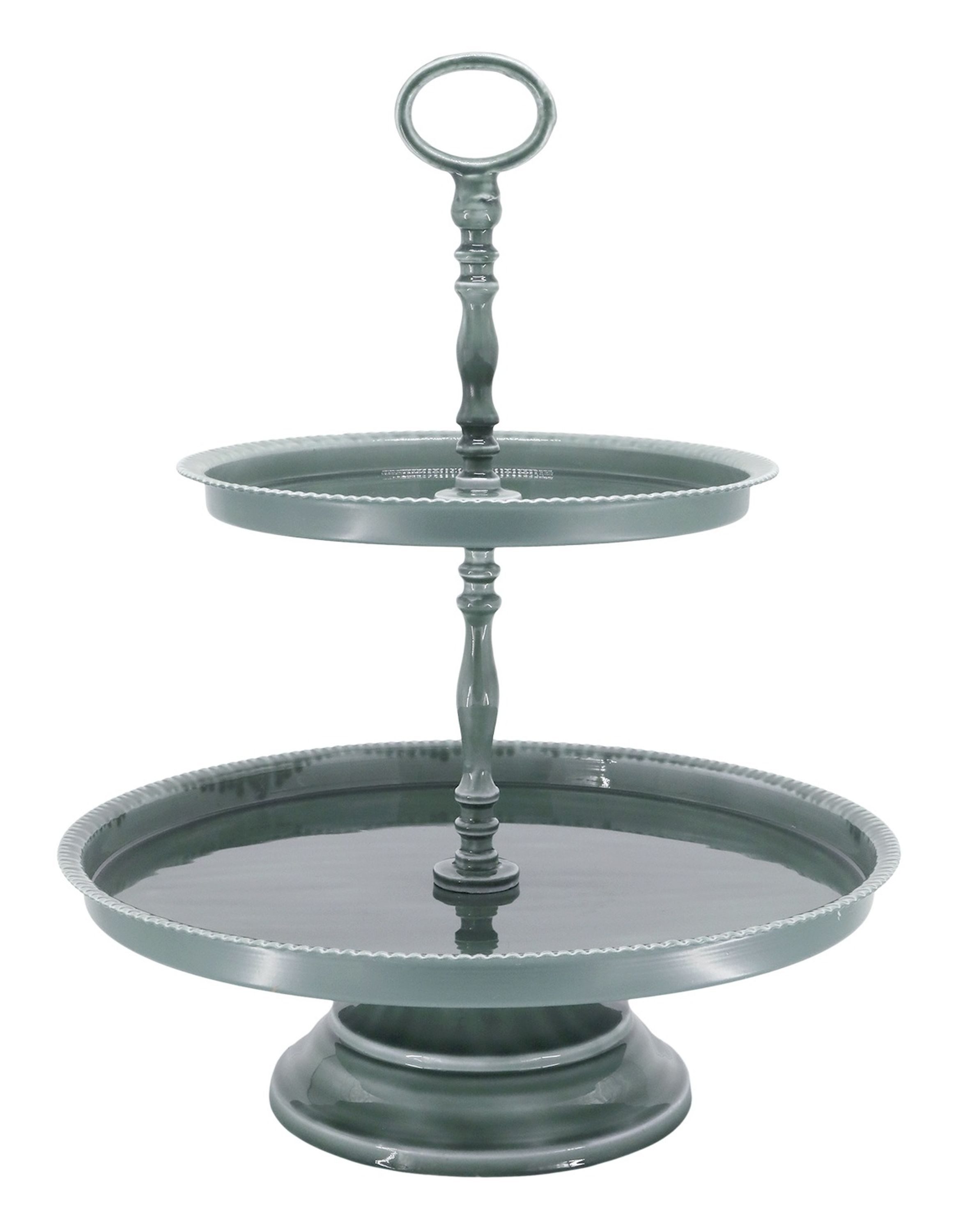 Chic Antique Etagere Chic Antique - Etagere Ständer Servierständer 2 Stöckig Metall Grün, Metall