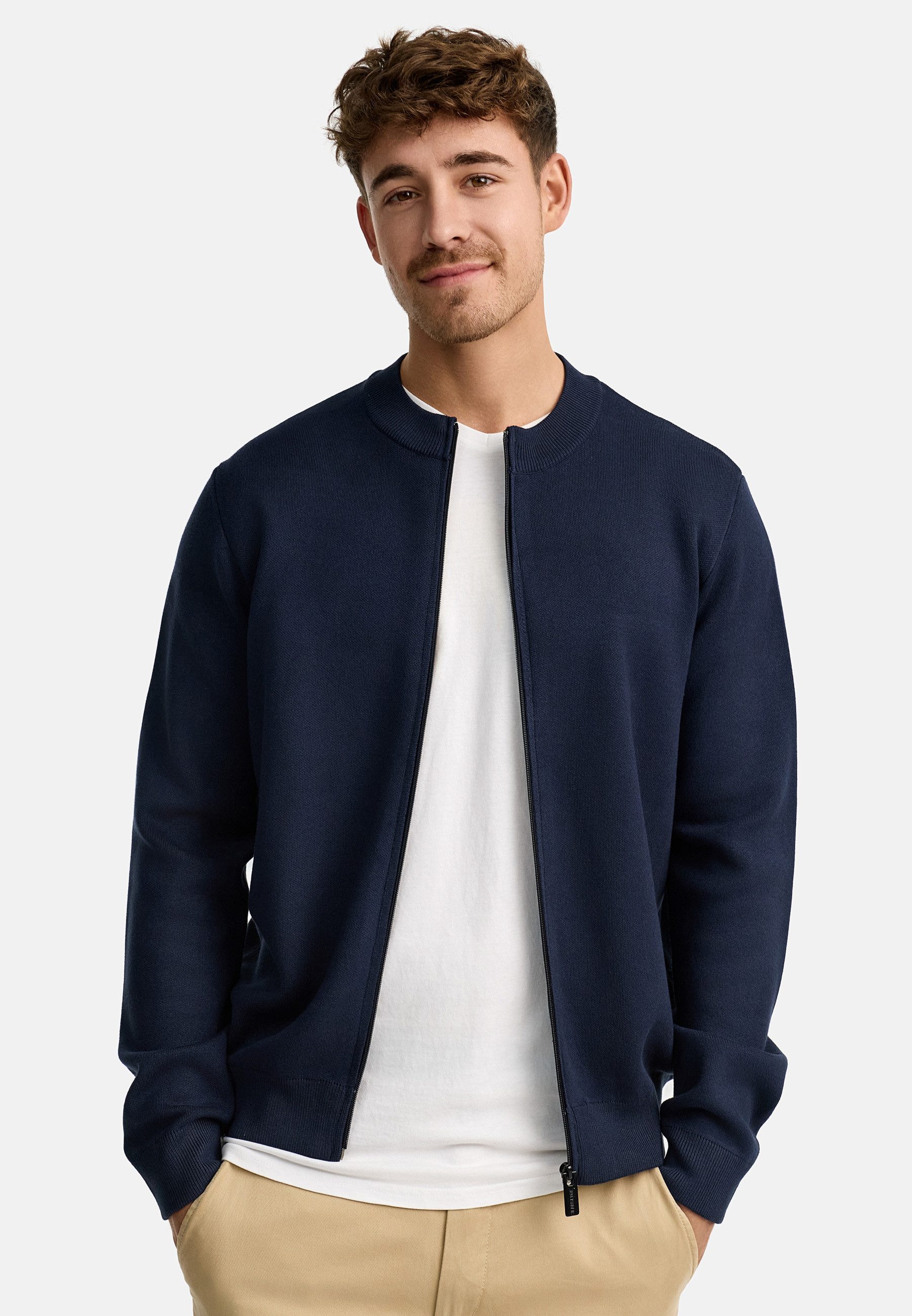 Indicode Strickjacke Herren INLaos Herrenstrickjacke Moderne Strickjacke mit Reißverschluss