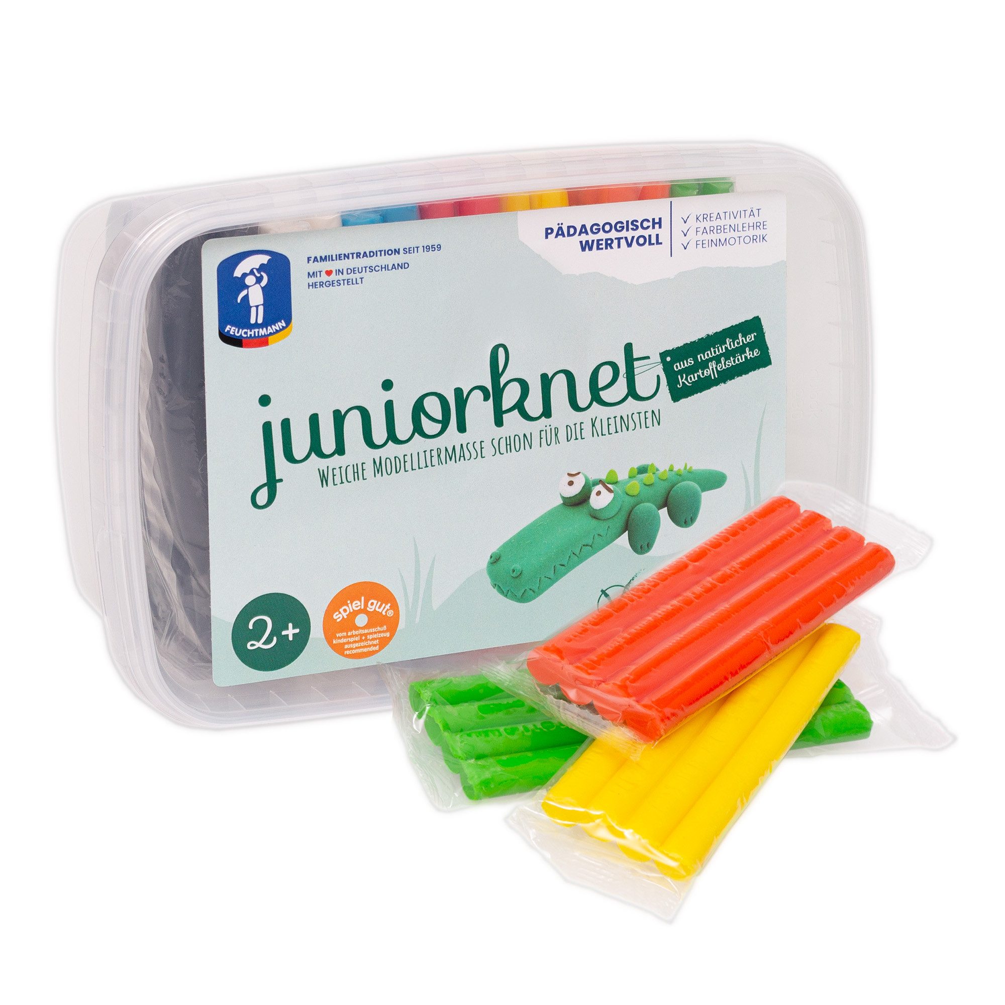 Feuchtmann Modelliermasse JUNiORKNET Maxi (1-tlg), 14 x 35g vegane und glutenfreie Kinderknete nicht trocknend