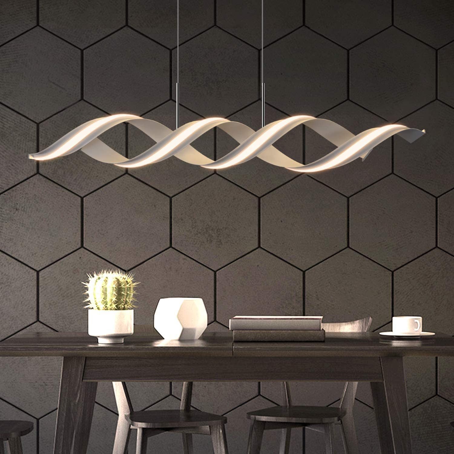 LED Pendelleuchte Esszimmer Weiß 3000K 29W 95CM Spiralform