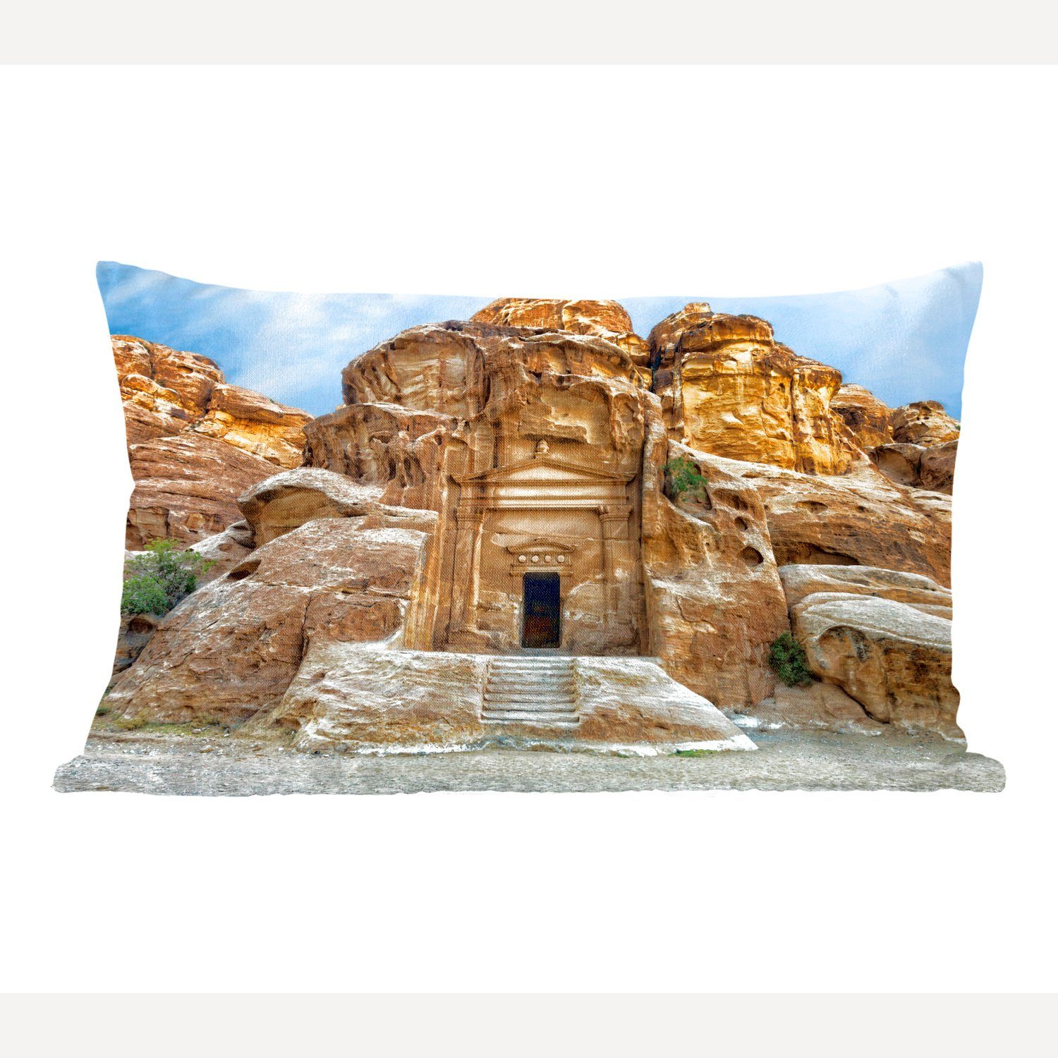 MuchoWow Dekokissen Tempel in Petra Jordanien, Wohzimmer Dekoration, Zierkissen, Dekokissen mit Füllung, Schlafzimmer