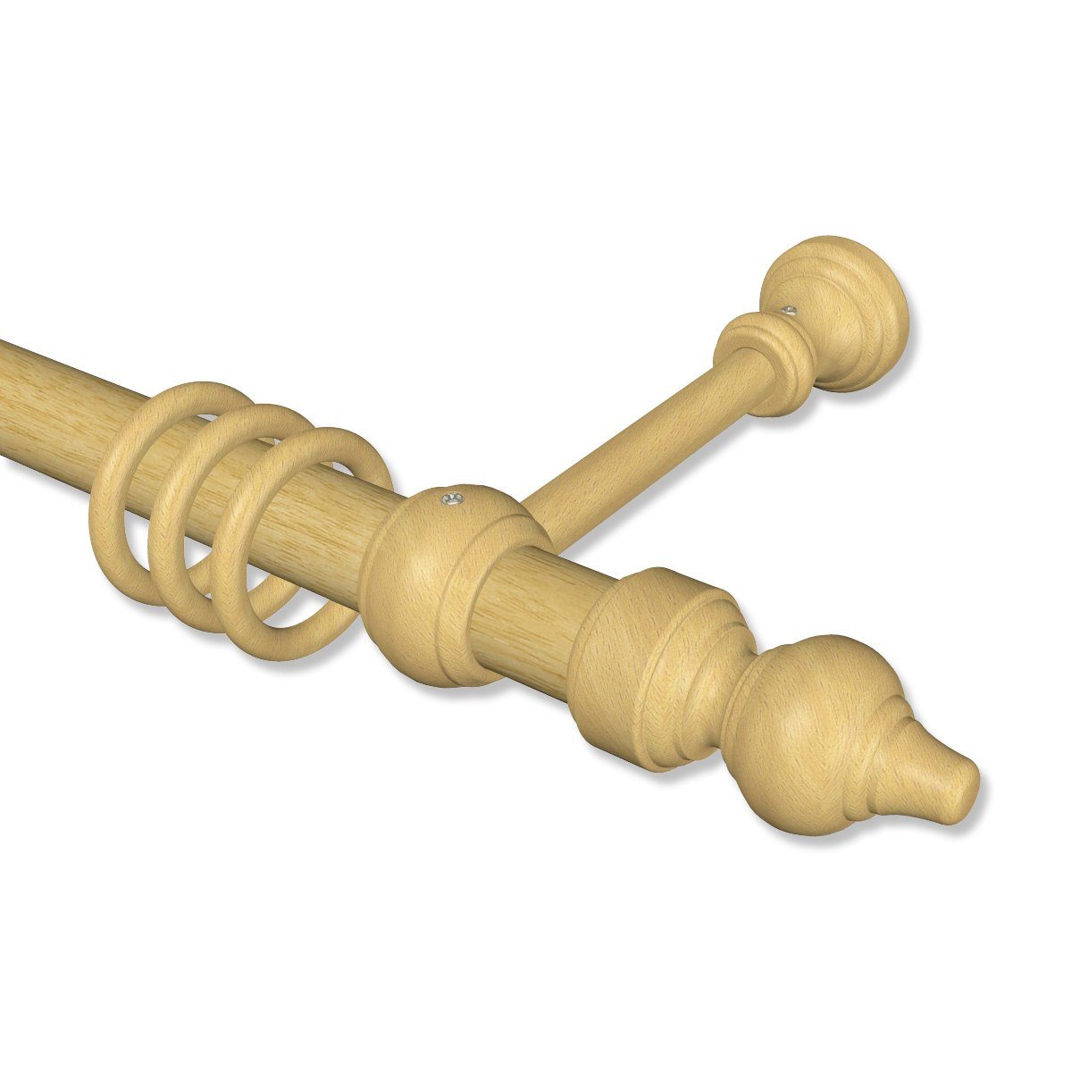 INTERDECO Gardinenstange Classic Rondo, Ø 28 mm, 1-läufig, Wandmontage, Deckenmontage, Buche
