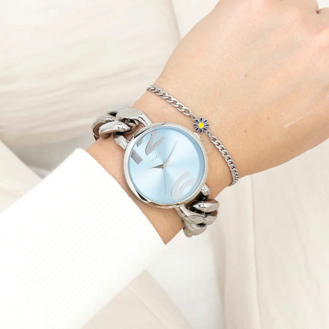 OOZOO Quarzuhr Damenuhr C11350 Hellblau ...