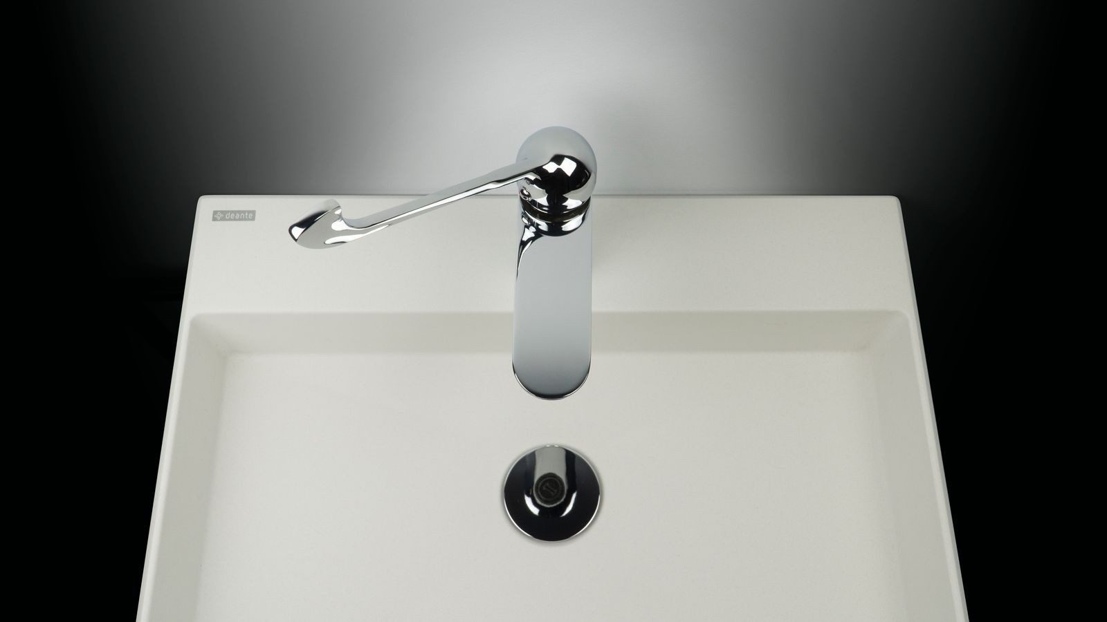 Deante Waschbecken Aufsatzwaschbecken Weiß eckig in Granitoptik ohne Überlauf (Komplett-Set)