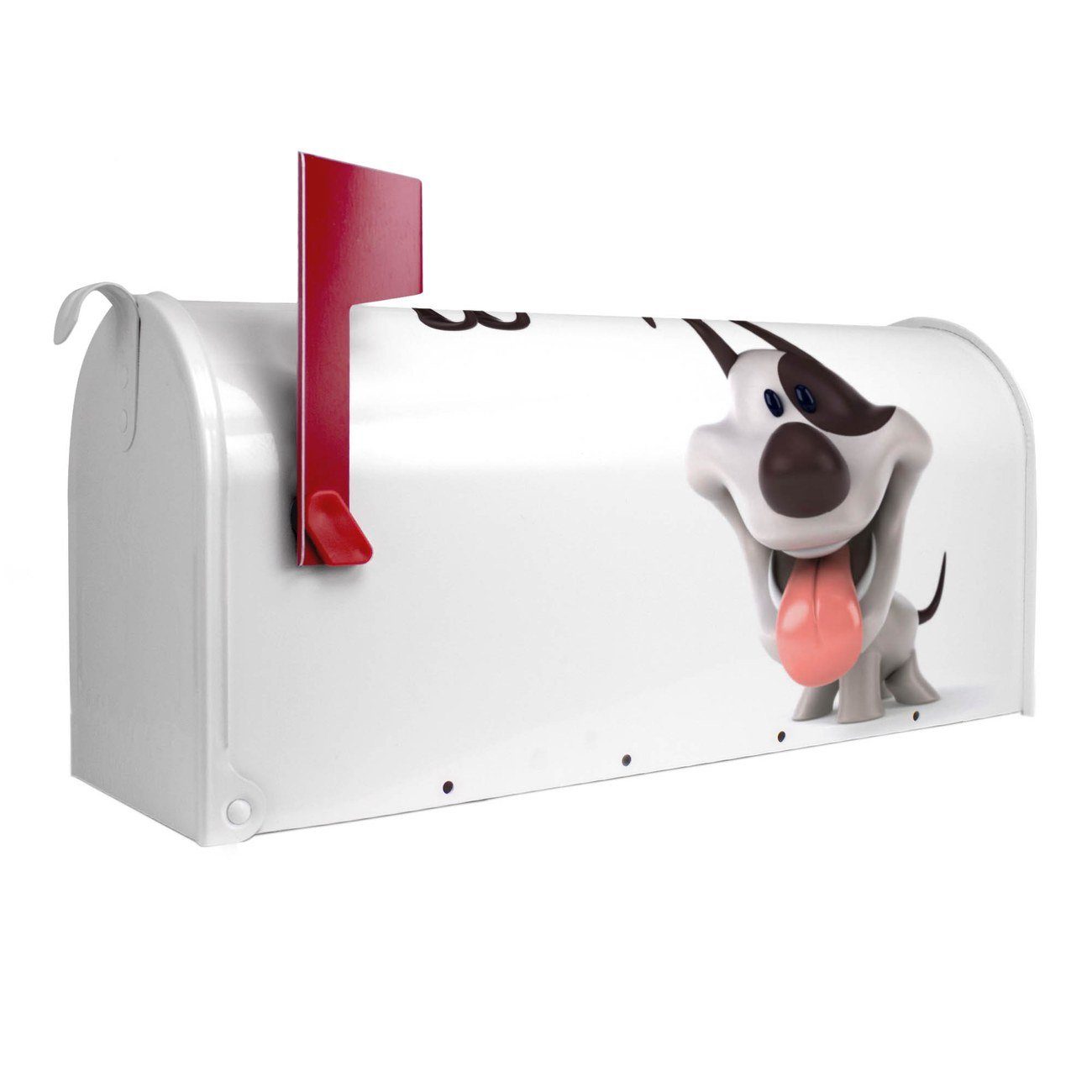 banjado Amerikanischer Briefkasten Mailbox Comic-Hund (Amerikanischer Briefkasten, original aus Mississippi USA), 22 x 17 x 51 cm weiß