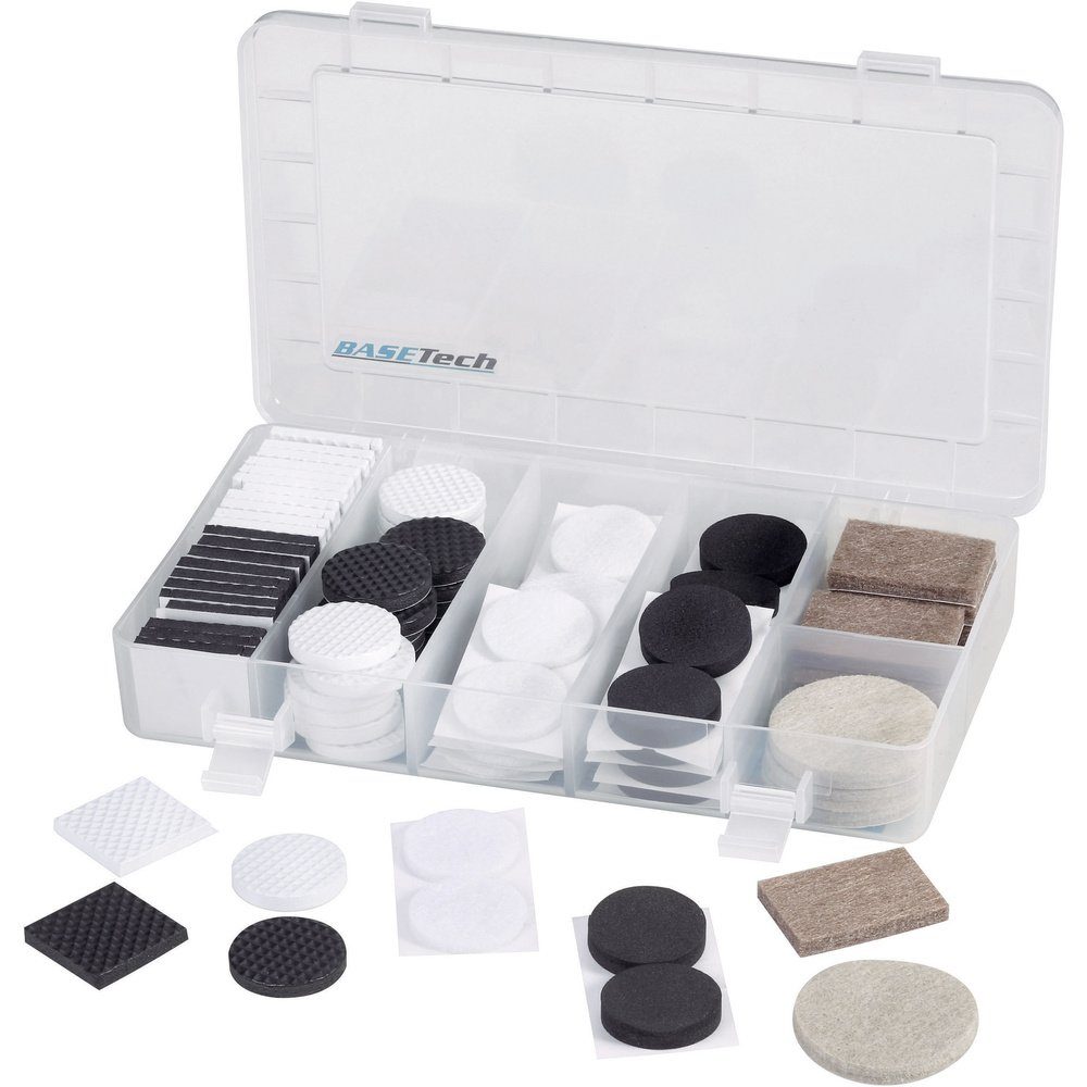 Basetech Vibrationsdämpfer Basetech Gerätefüße Sortiment selbstklebend Schwarz, Grau 92 St., (BT-2228436)
