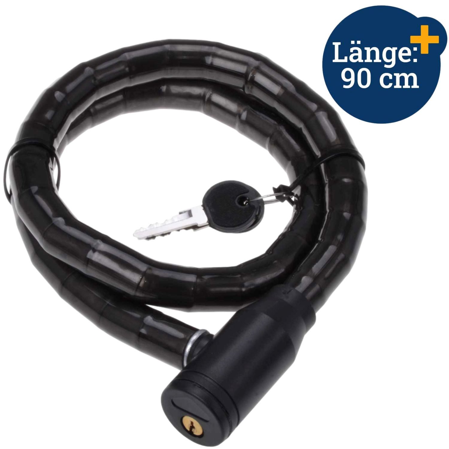 Diedrich Filmer GmbH Kabelschloss Gliederschloss 90cm 2x Schlüssel Schwarz, Schloss Fahrradschloss Panzerschloss für Fahrrad E-Bike Motorrad