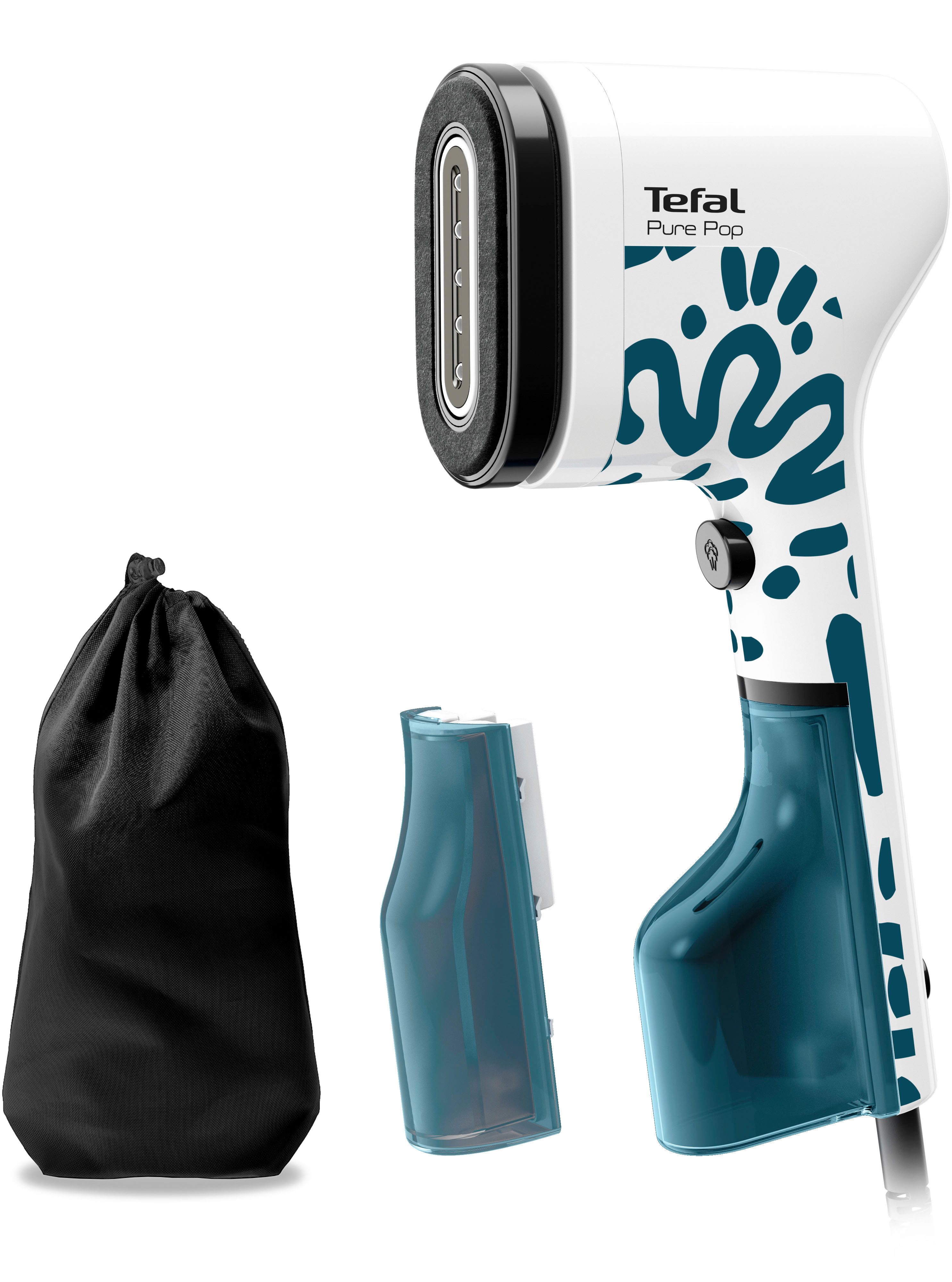 Tefal Dampfbürste DT2040 Pure Pop Home & Travel, 1300 W, 20 g/Min., kurze 15 Sek. Aufheizzeit, wendbares Pad-System, 1300 Watt