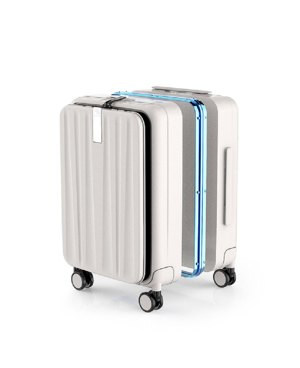 Handgepäckkoffer Polycarbonat, Hanke Hartschalen-Trolley grau Premium TSA mit Seitenklappe,