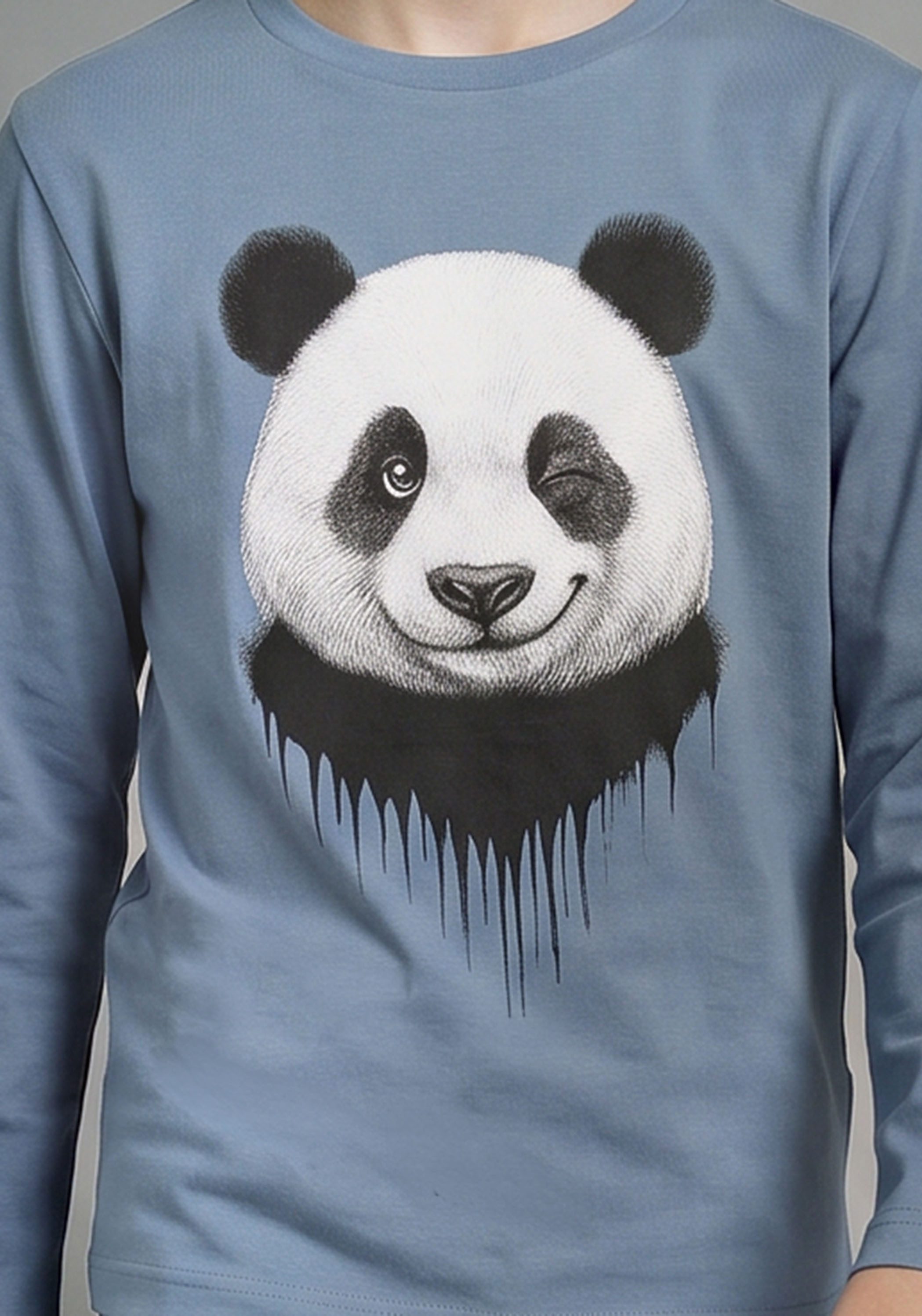 KIDSWORLD Langarmshirt Shirt mit Panda-Print Shirt mit coolem Print, langärmlig, Basic-Passform, modischer Stil – Bild 3 von 5