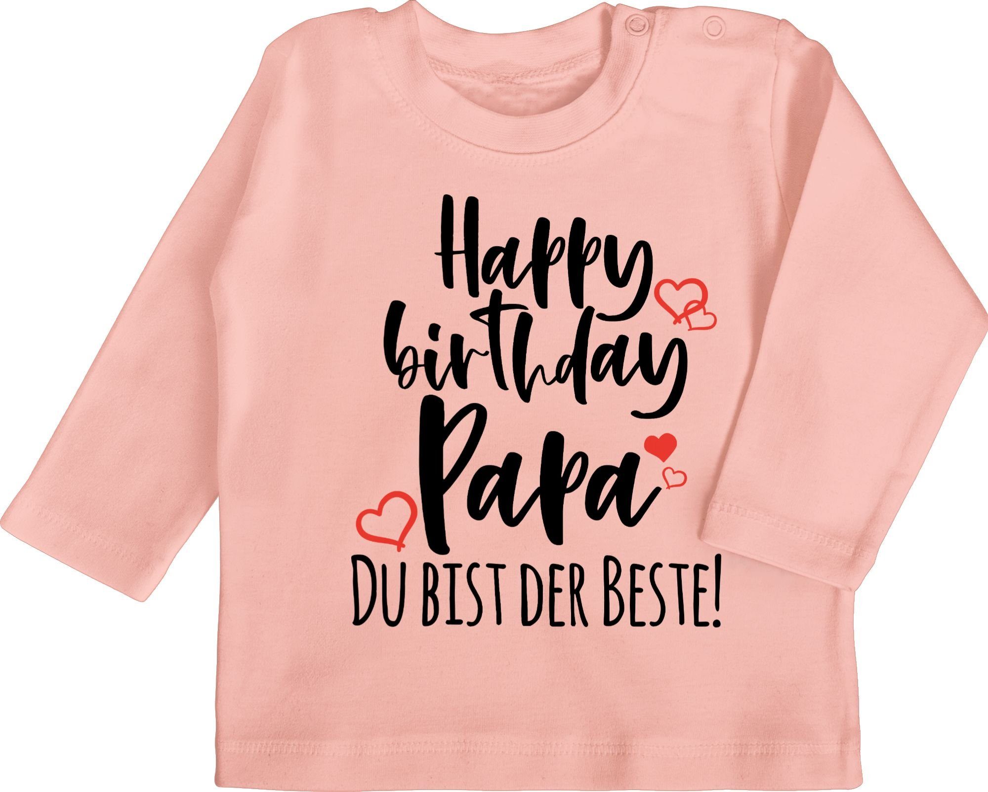 Shirtracer T-Shirt Happy Birthday Papa Strampler Baby Mädchen & Junge 1 Babyrosa