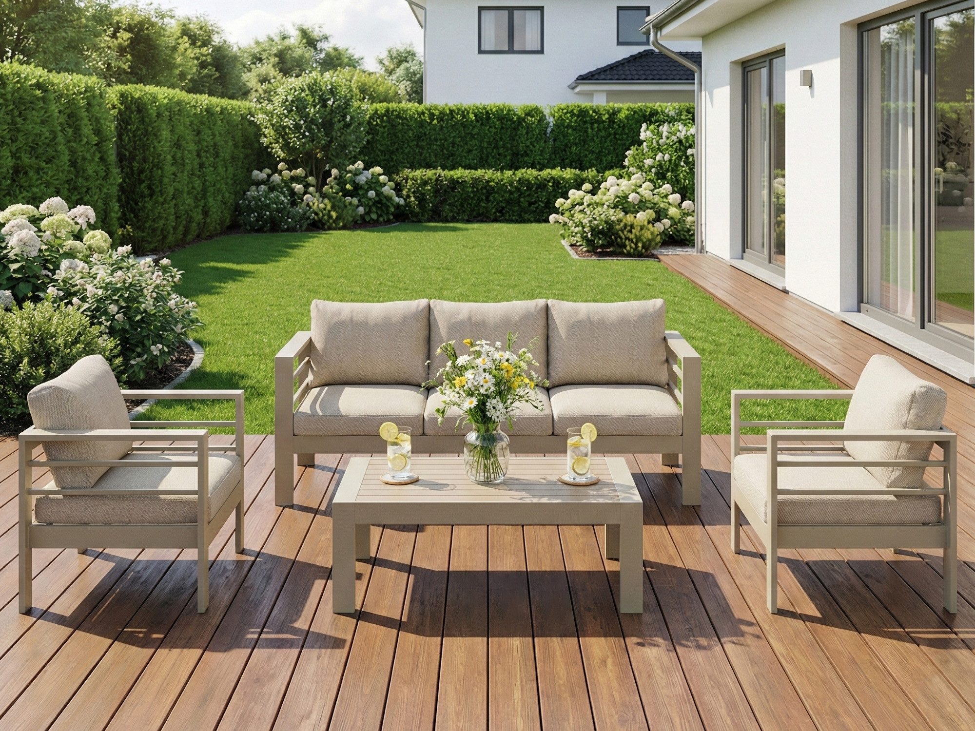 MeXo Gartenlounge-Set Gartenmöbel Set 4-5 Personen Aluminium Wetterfest, (1 günstig online kaufen