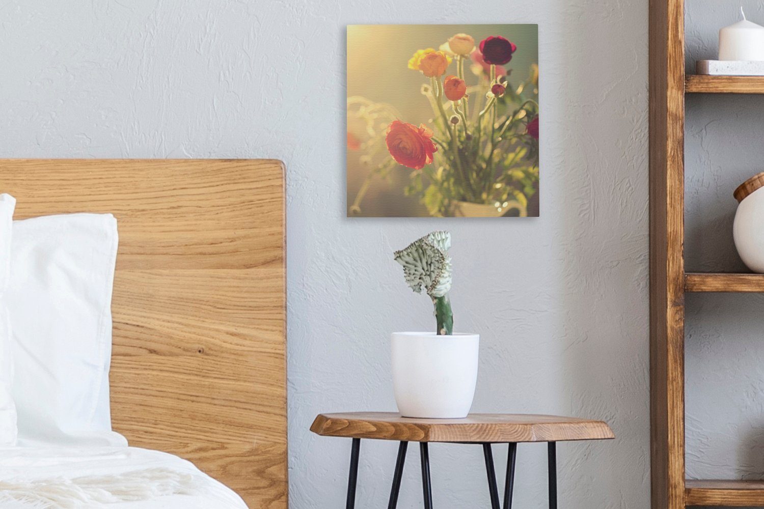 OneMillionCanvasses® Leinwandbild Blumenstrauß aus bunten Leinwand Butterblumen, Schlafzimmer (1 Bilder Wohnzimmer für St)