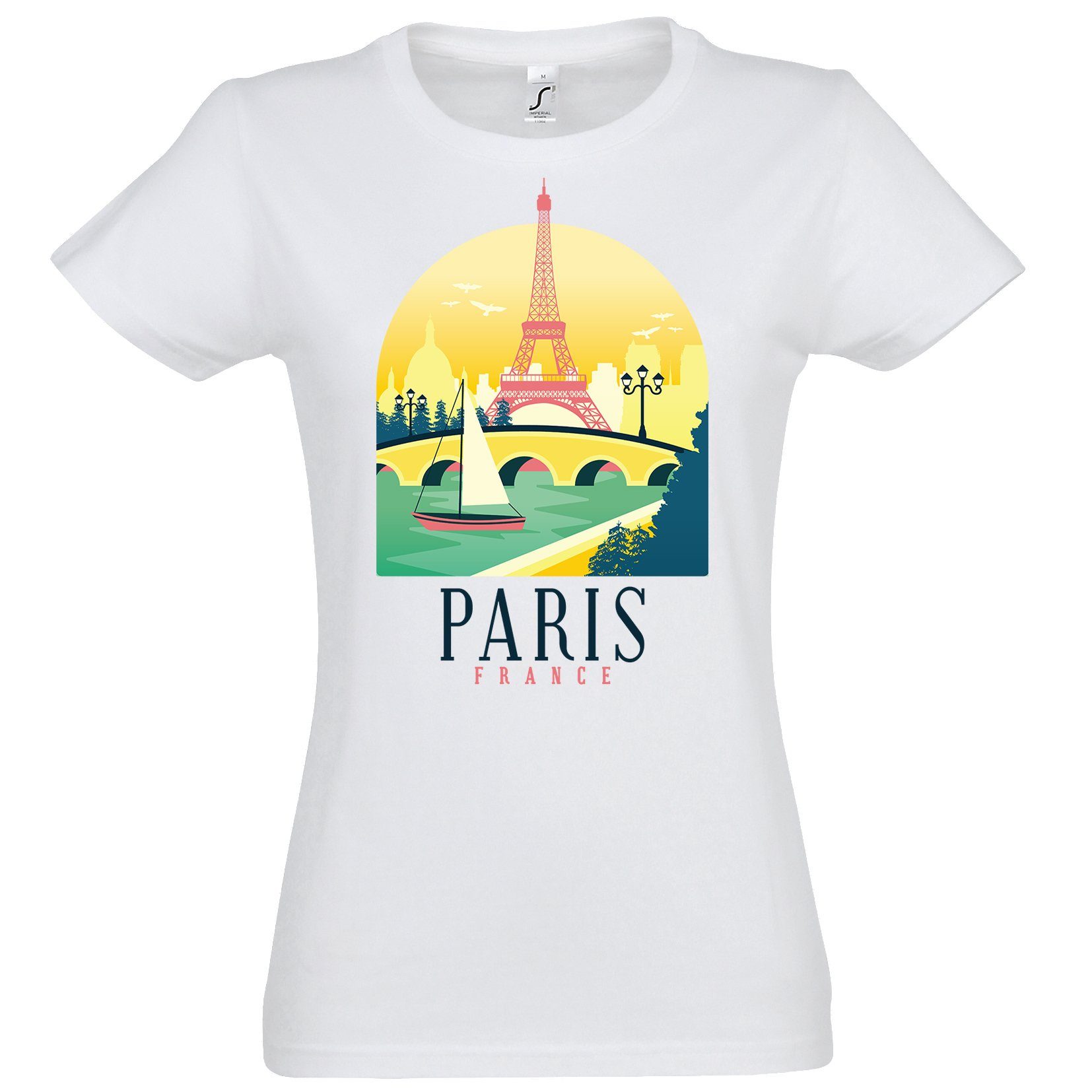 Youth Designz T-Shirt Paris Frankreich Damen Shirt mit trendigem Frontprint Weiß