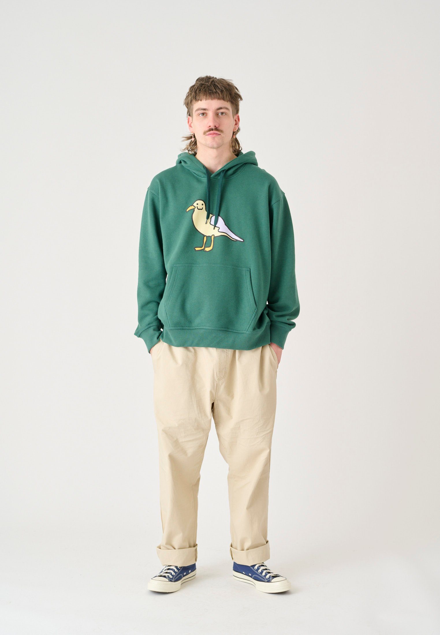 Smile Gull coolem mit Kapuzensweatshirt Print Cleptomanicx grün