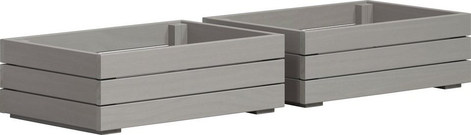 INTER-FURN Schublade Arona Holzkisten (2 St), 2er Set Massivholzkisten,  Kiefer, Grau Wachs, B/H/T: 45 / 15 / 32 cm, Massivholz aus FSC®  zertifizierter, nachhaltiger Forstwirtschaft