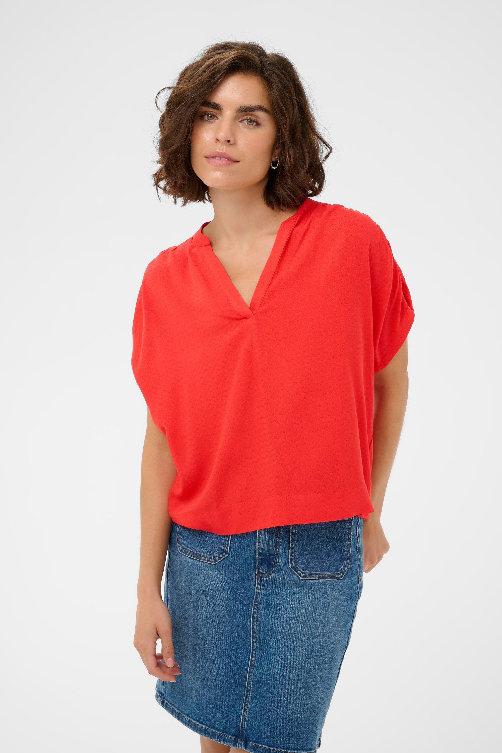 KAFFE Kurzarmbluse Kurzarm-Bluse KAgina