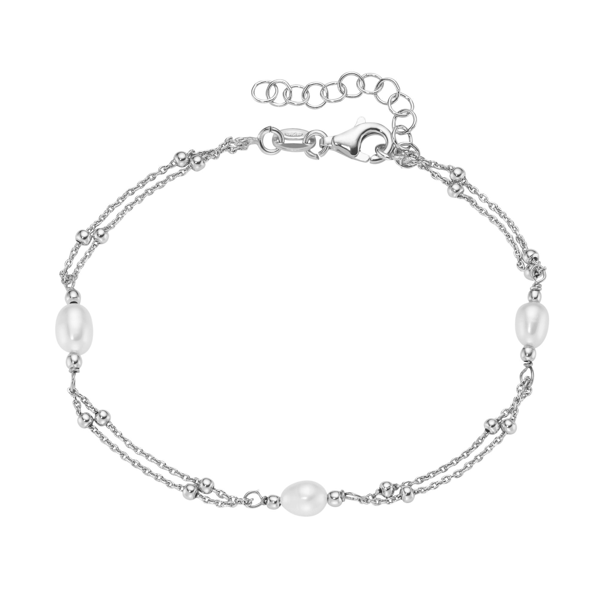 Firetti Armband Schmuck Geschenk Silber 925 Armschmuck Armkette zweireihig Kugeln, mit Süßwasserzuchtperle