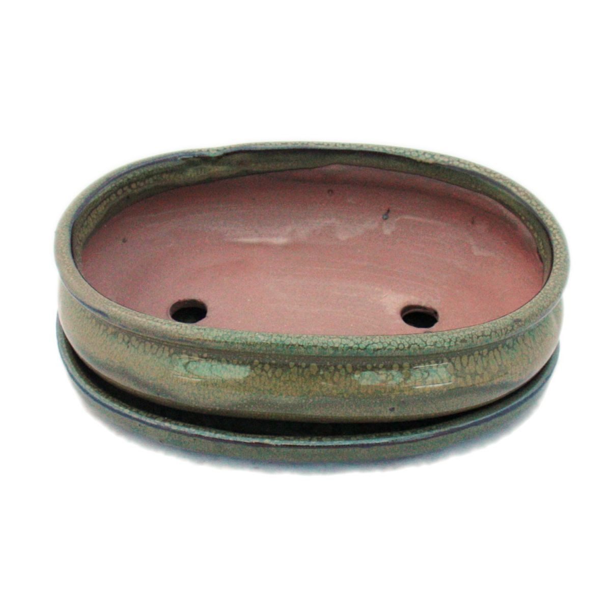 Exotenherz Pflanzschale Bonsai-Schale mit Unterteller Gr. 3 Oliv-Braun oval günstig online kaufen