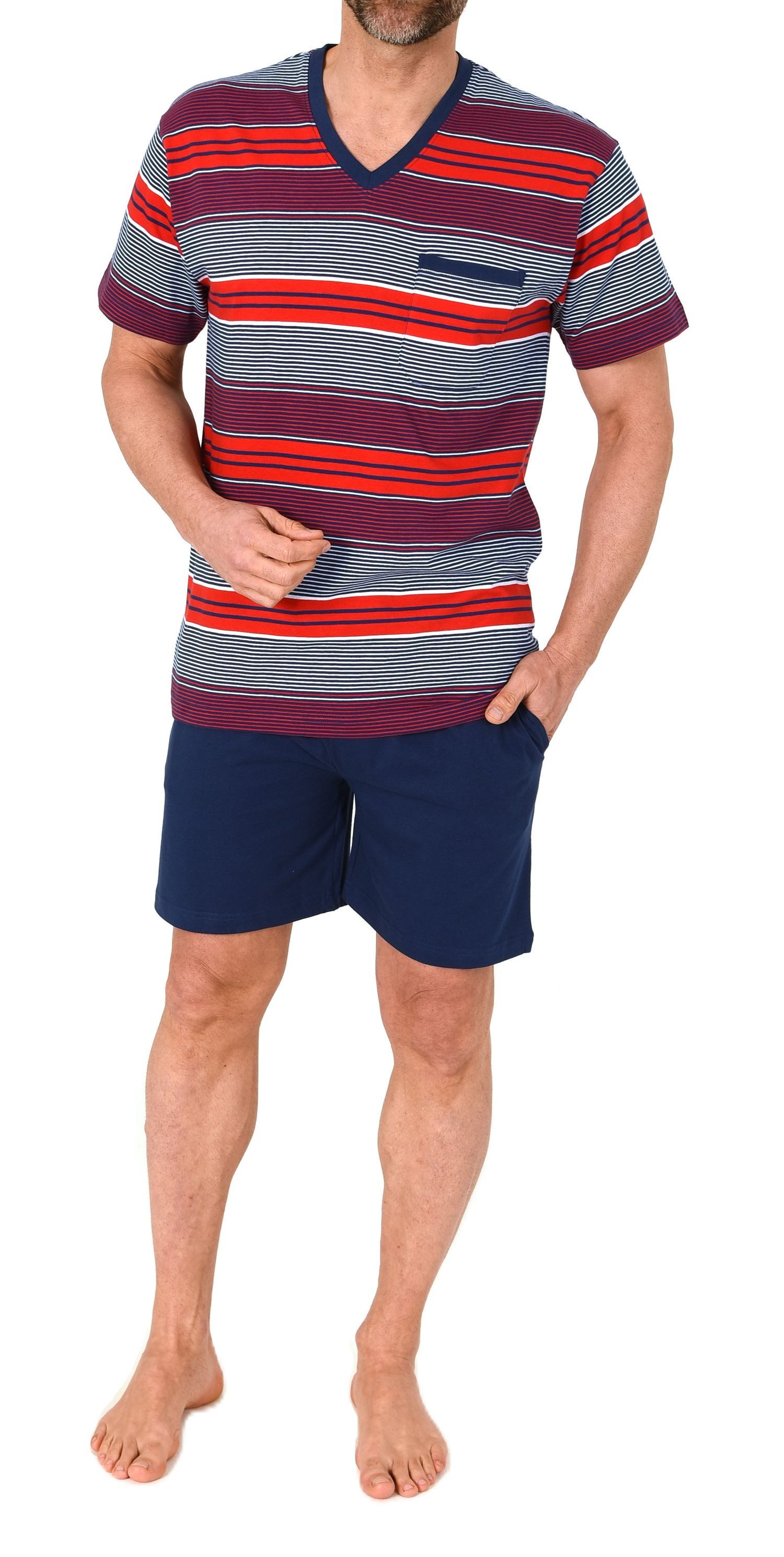 Normann Pyjama Normann Herren Pyjama kurzarm Shorty gestreift - auch in Übergrössen