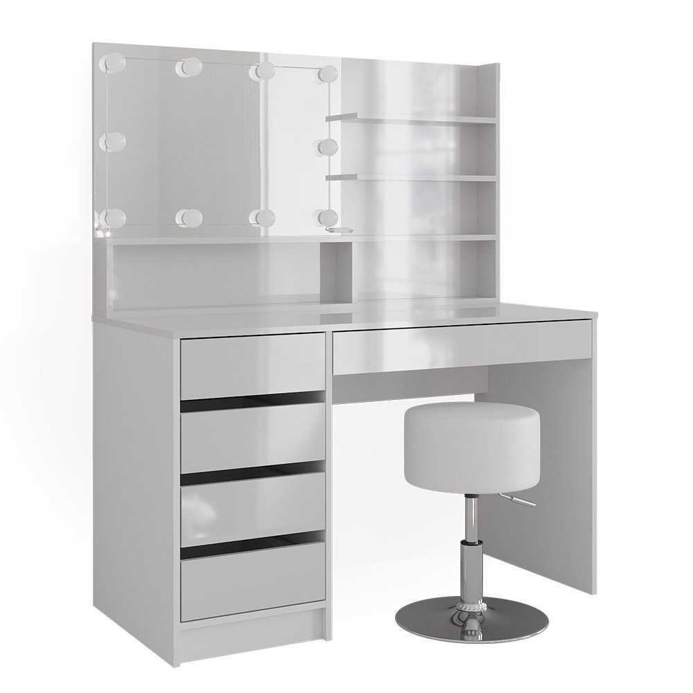 Vicco Schminktisch Sherry, Weiß Hochglanz, 120cm günstig online kaufen