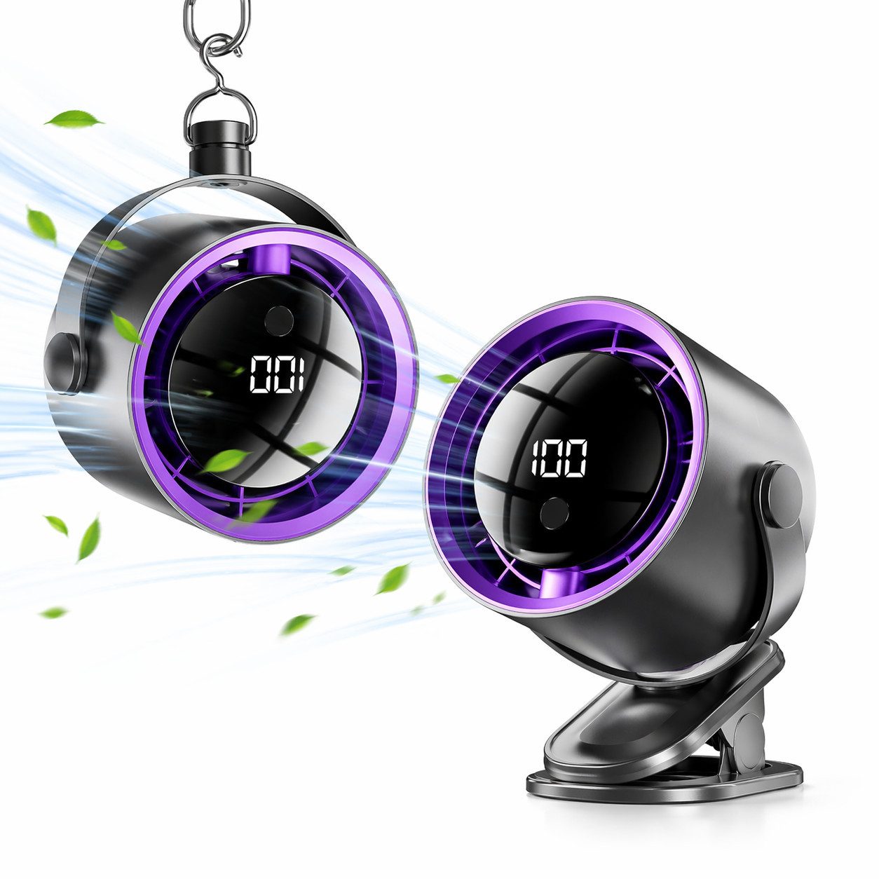 MOPUEA Akku-Ventilator Tischventilator Leise 100 Stufen 5 Modi Led Display 180° Verstellbar, Leise 100 Stufen LED Display 180 Grad verstellbar vielseitig nutzbar