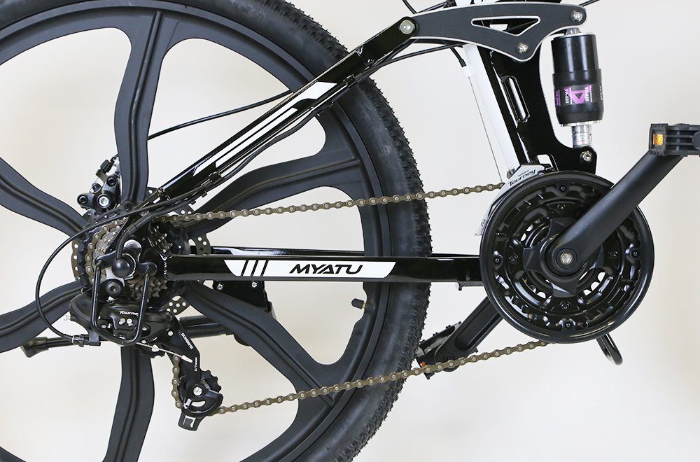 Myatu E-Bike 26 Shimano, 375,00 mit aus Klapprad Batterie, Batterie, 10.4AH Zoll Kettenschaltung, Gang Aluminium, E-Mountainbike 36V Wh Heckmotor, 21 (Set) Schwarz