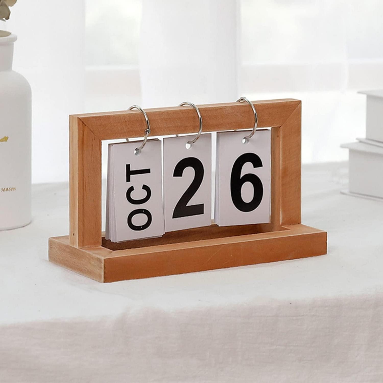 LuxusKollektion ewige Kalender Ewiger Kalender Holz Schreibtisch Deko gelb